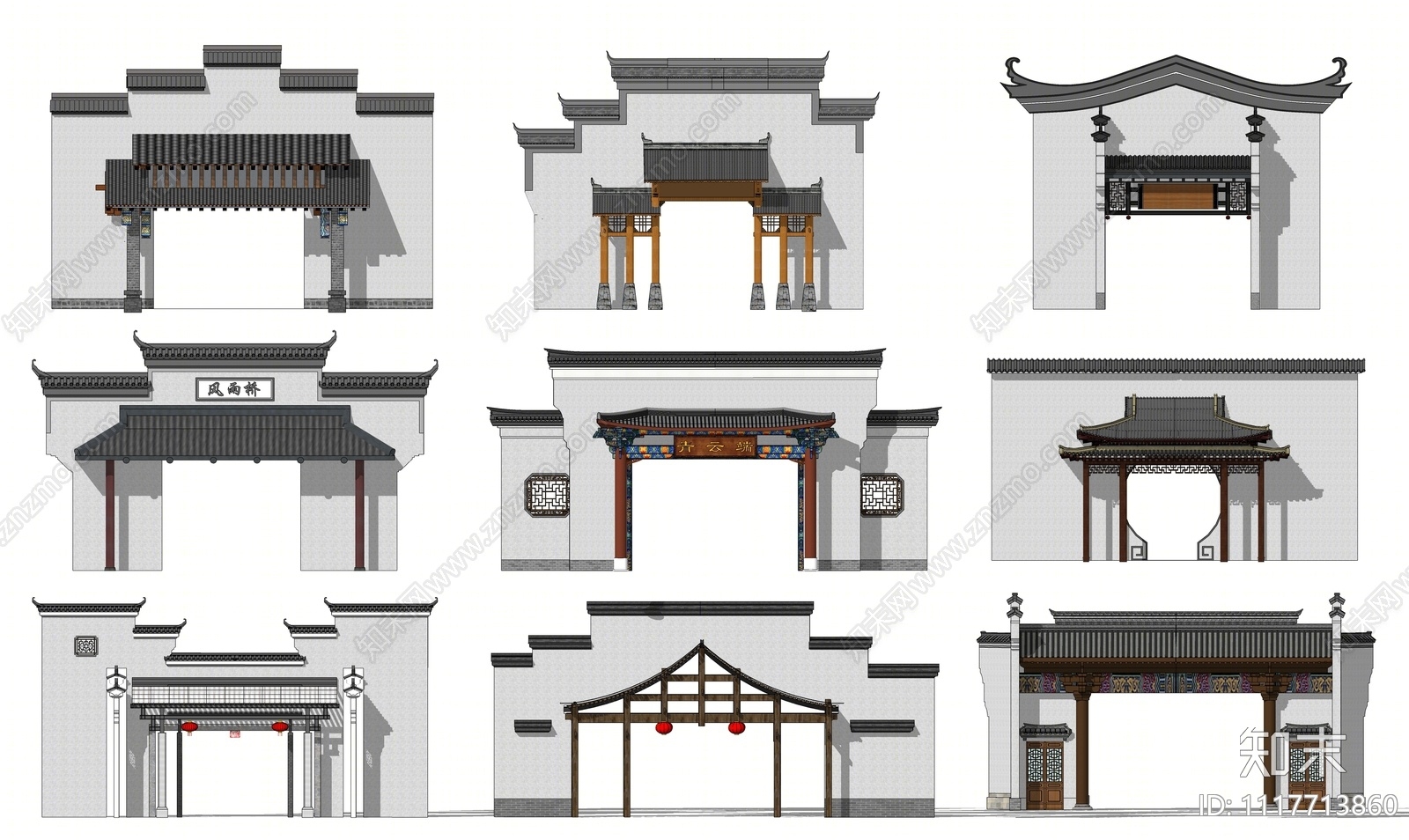 中式牌坊牌楼SU模型下载【ID:1117713860】