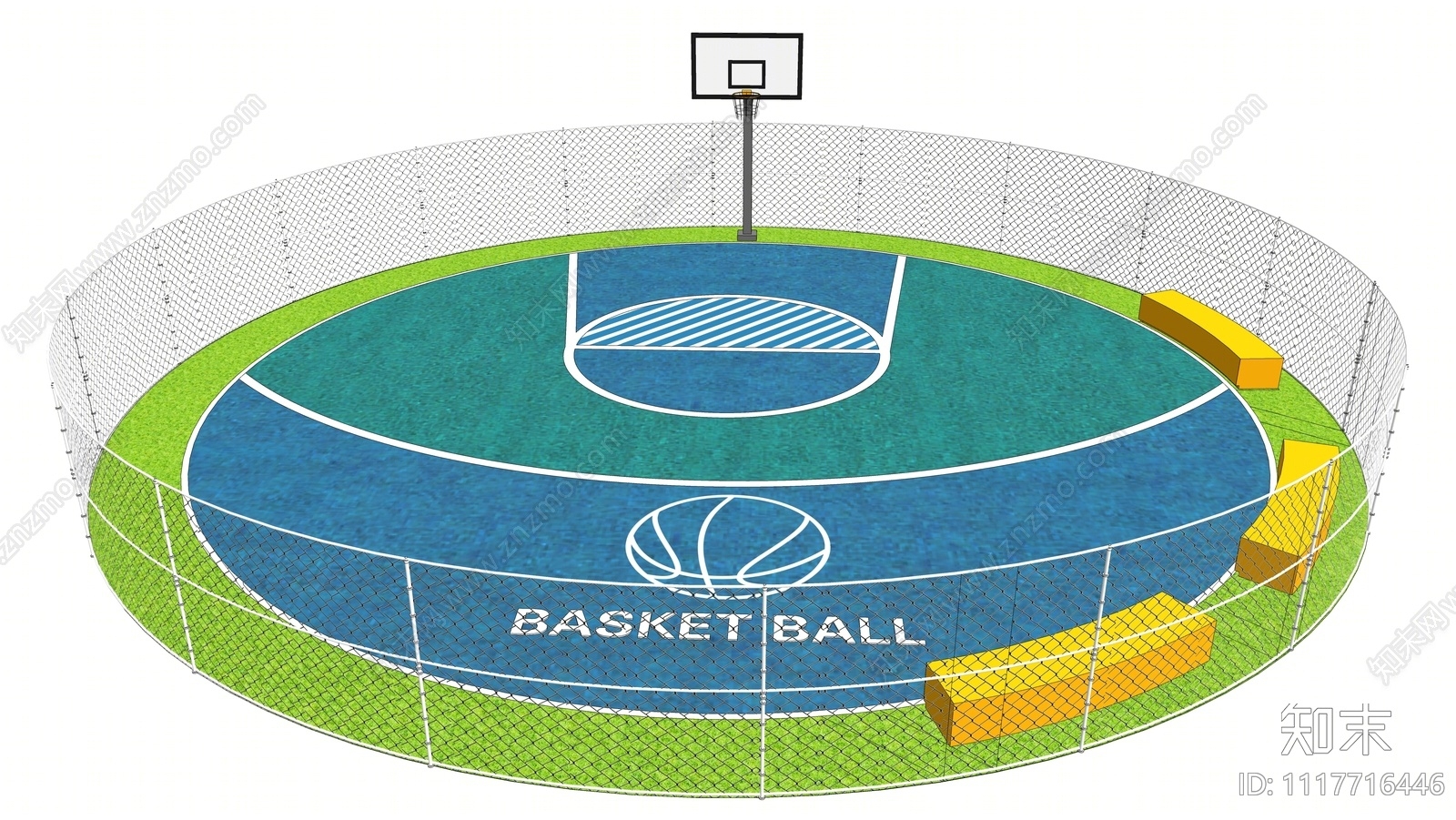现代篮球场SU模型下载【ID:1117716446】