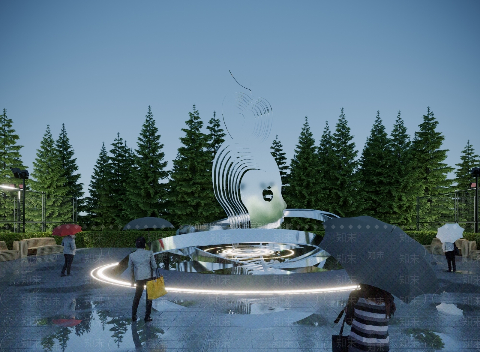 现代广场雕塑3D模型下载【ID:1117743061】