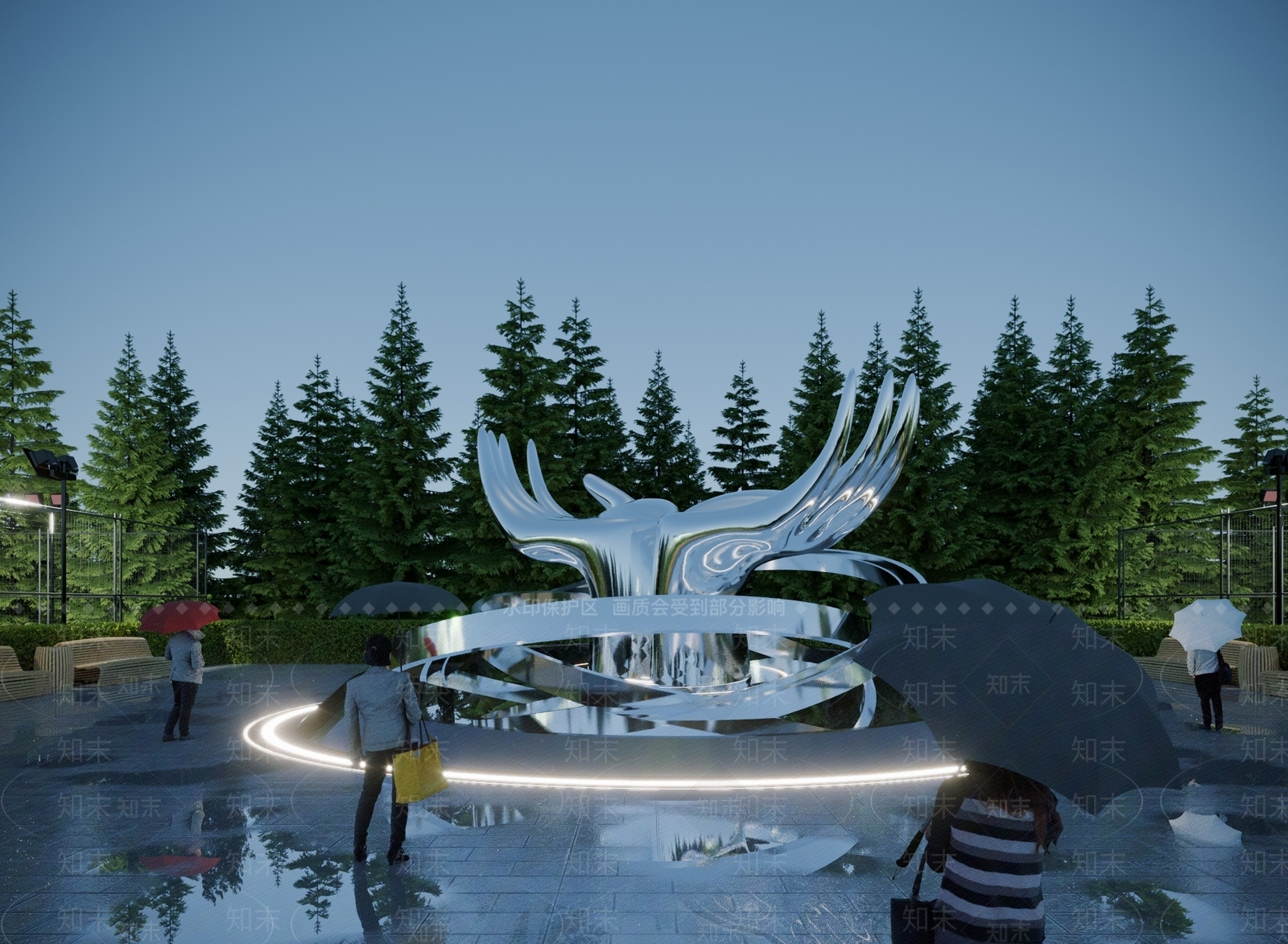 现代广场雕塑3D模型下载【ID:1117744935】