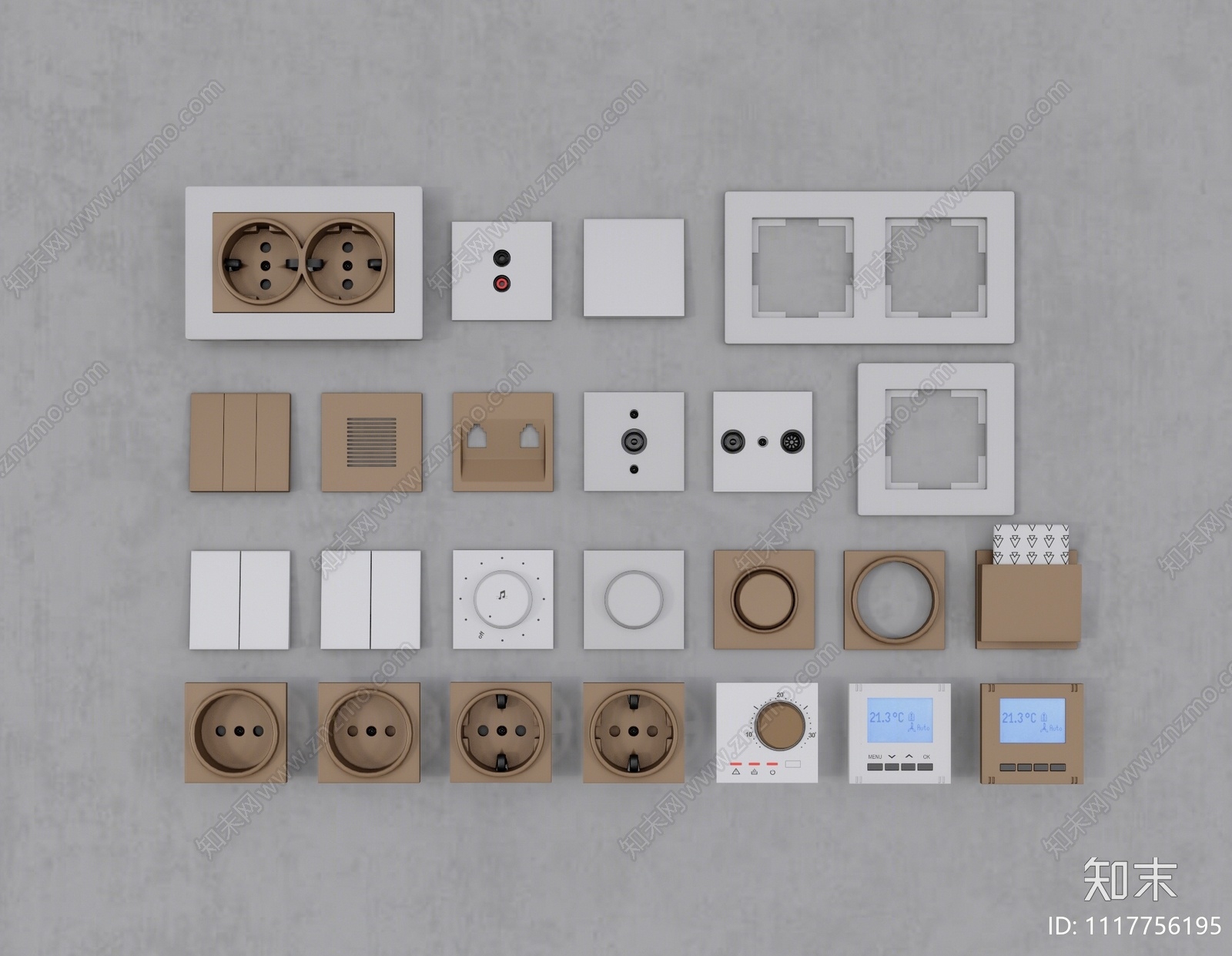 现代开关插座组合SU模型下载【ID:1117756195】