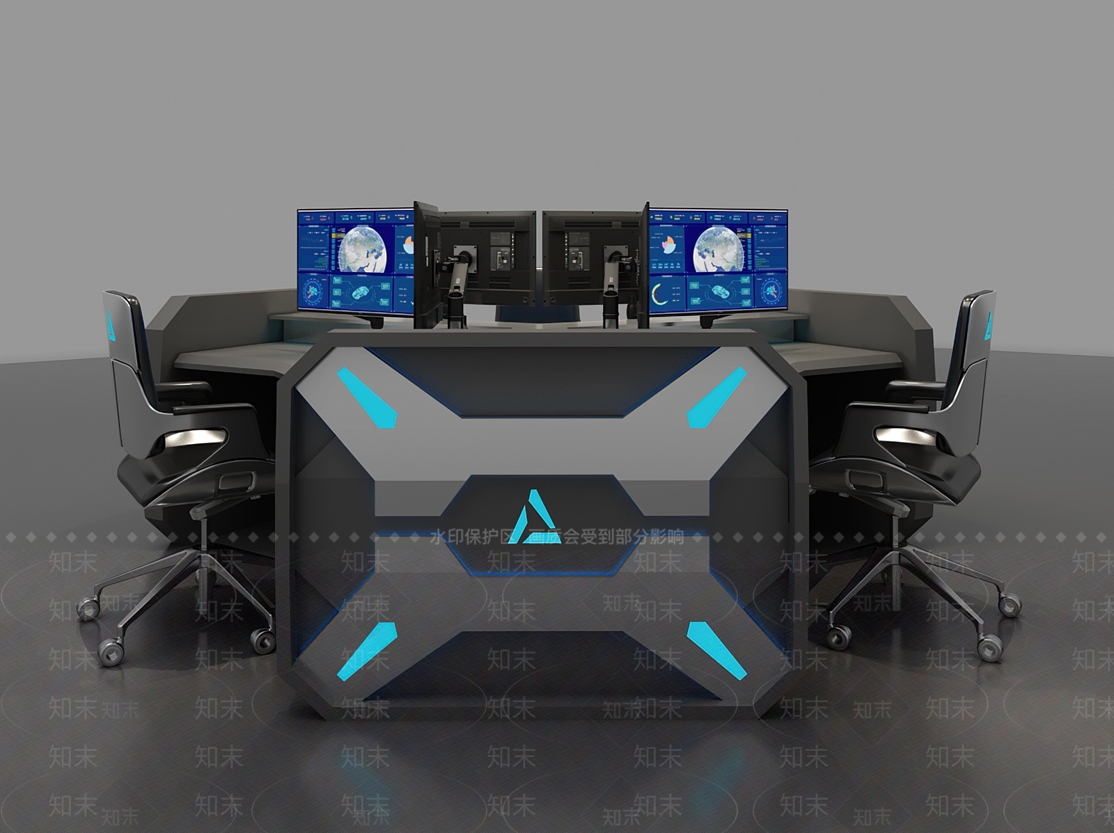 现代控制中心操作台3D模型下载【ID:1117759045】