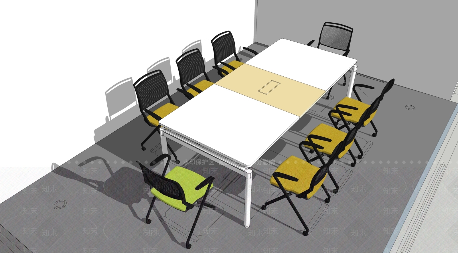 现代会议桌椅SU模型下载【ID:1117762459】