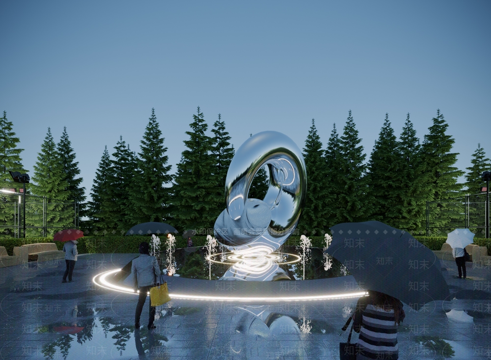 现代广场雕塑3D模型下载【ID:1117771744】