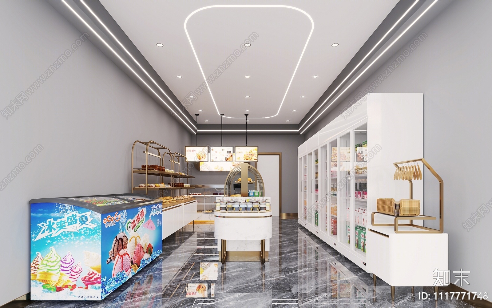 现代甜品面包店3D模型下载【ID:1117771748】