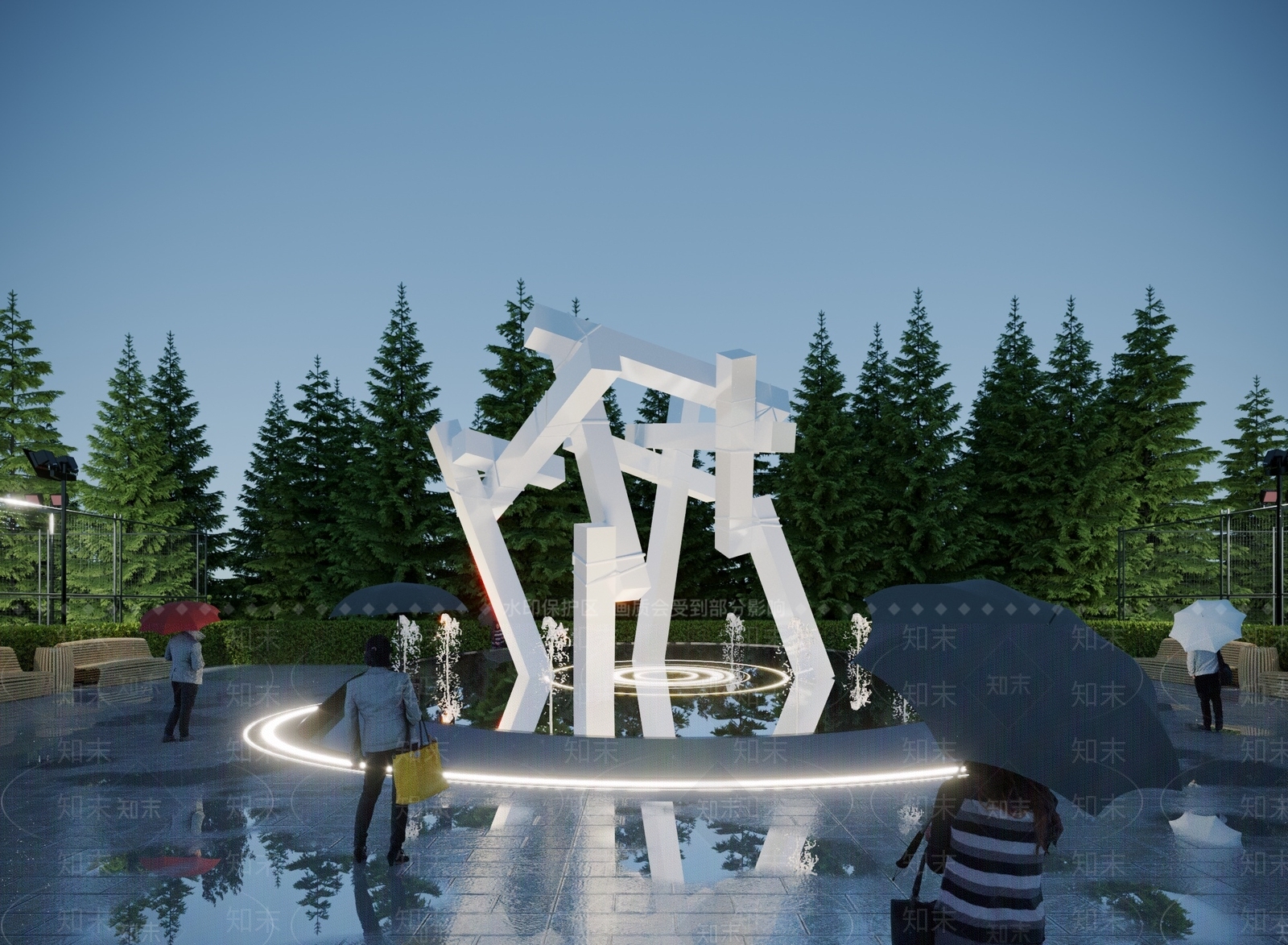 现代广场异形雕塑小品3D模型下载【ID:1117777072】