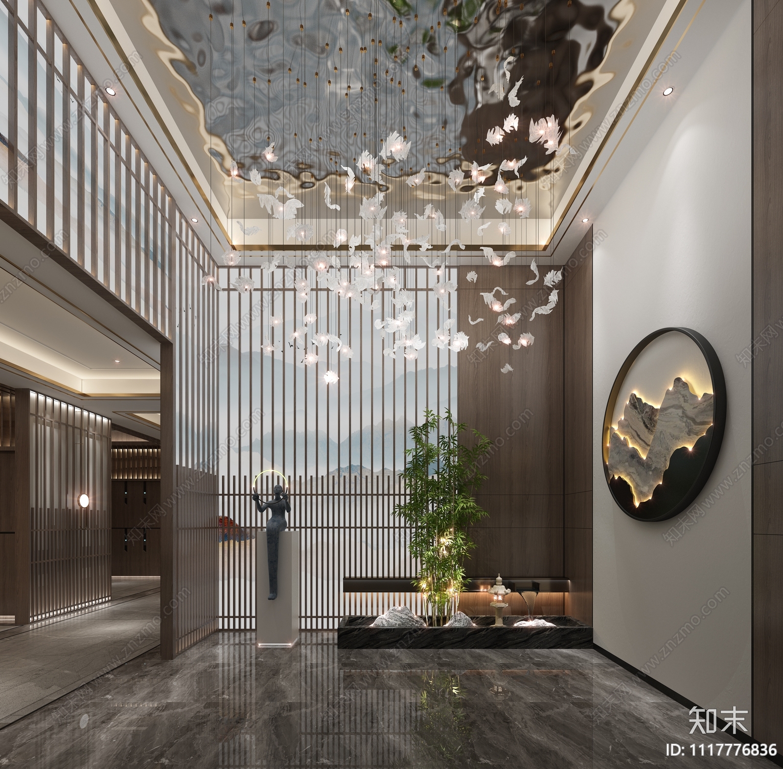 新中式洗浴中心玄关3D模型下载【ID:1117776836】_知末3d模型网