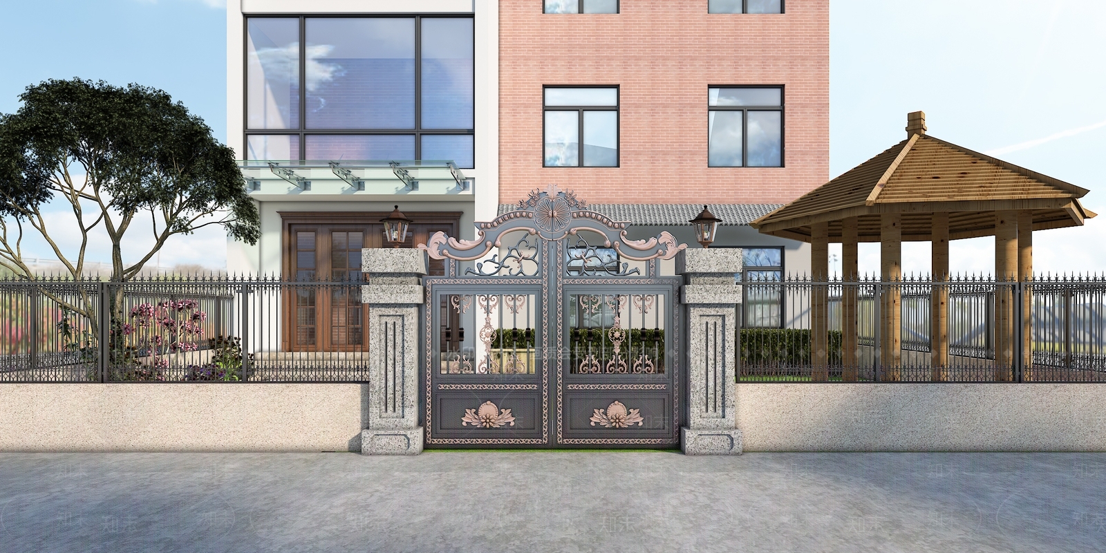 现代庭院大门3D模型下载【ID:1117777244】