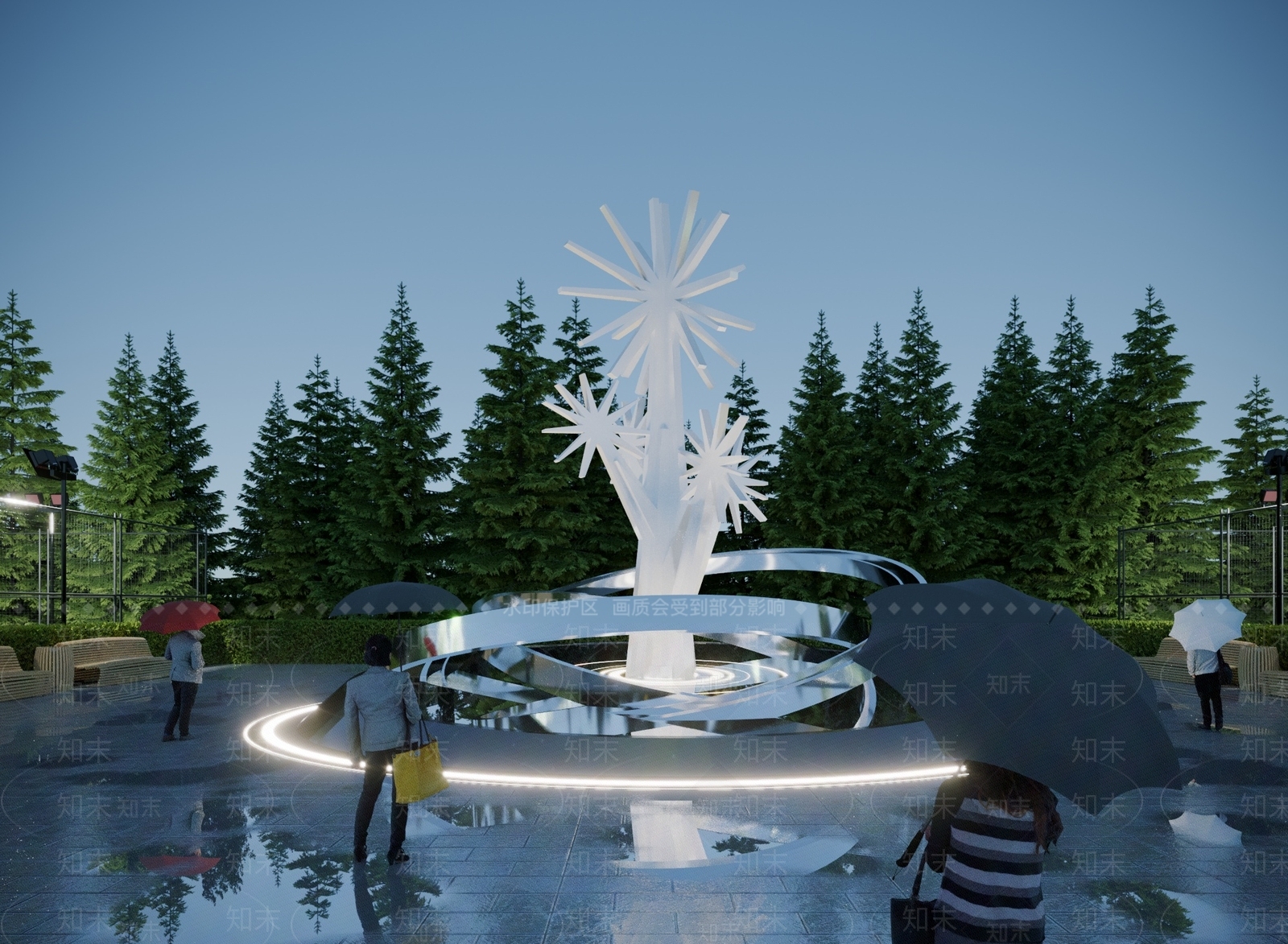 现代广场异形雕塑3D模型下载【ID:1117782832】