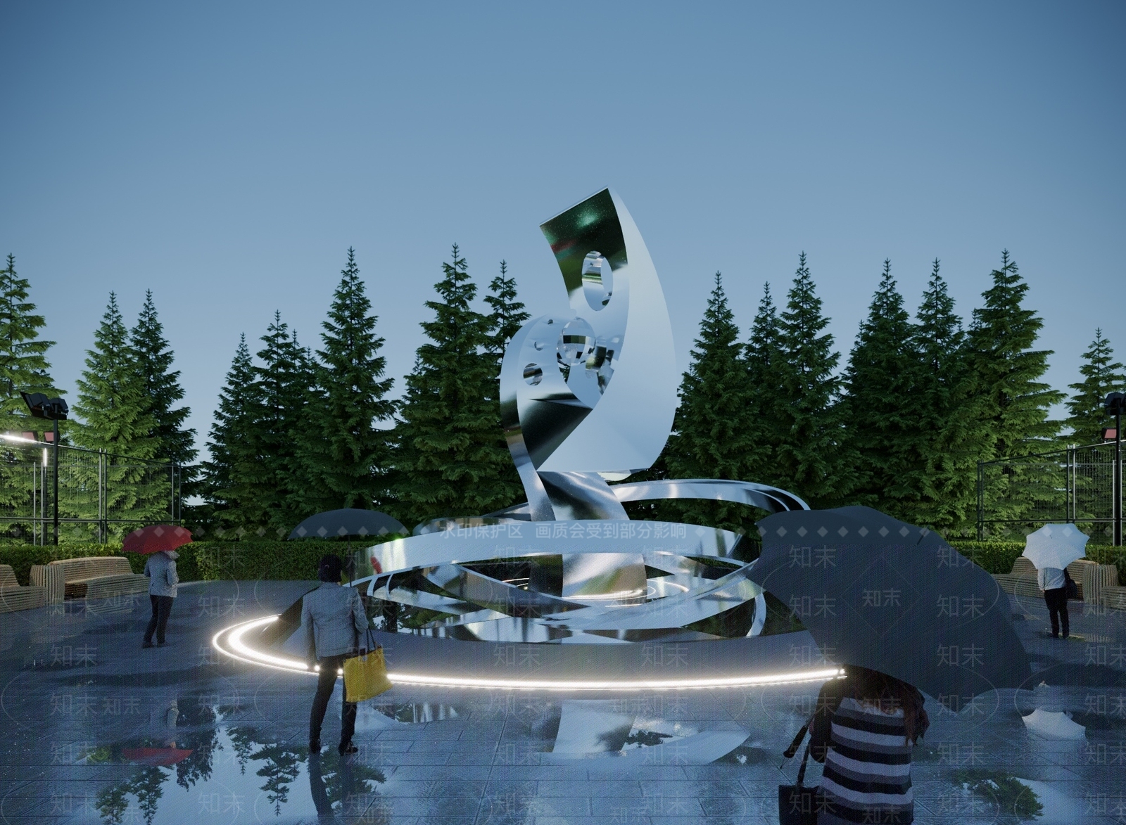 现代广场异形雕塑3D模型下载【ID:1117783491】