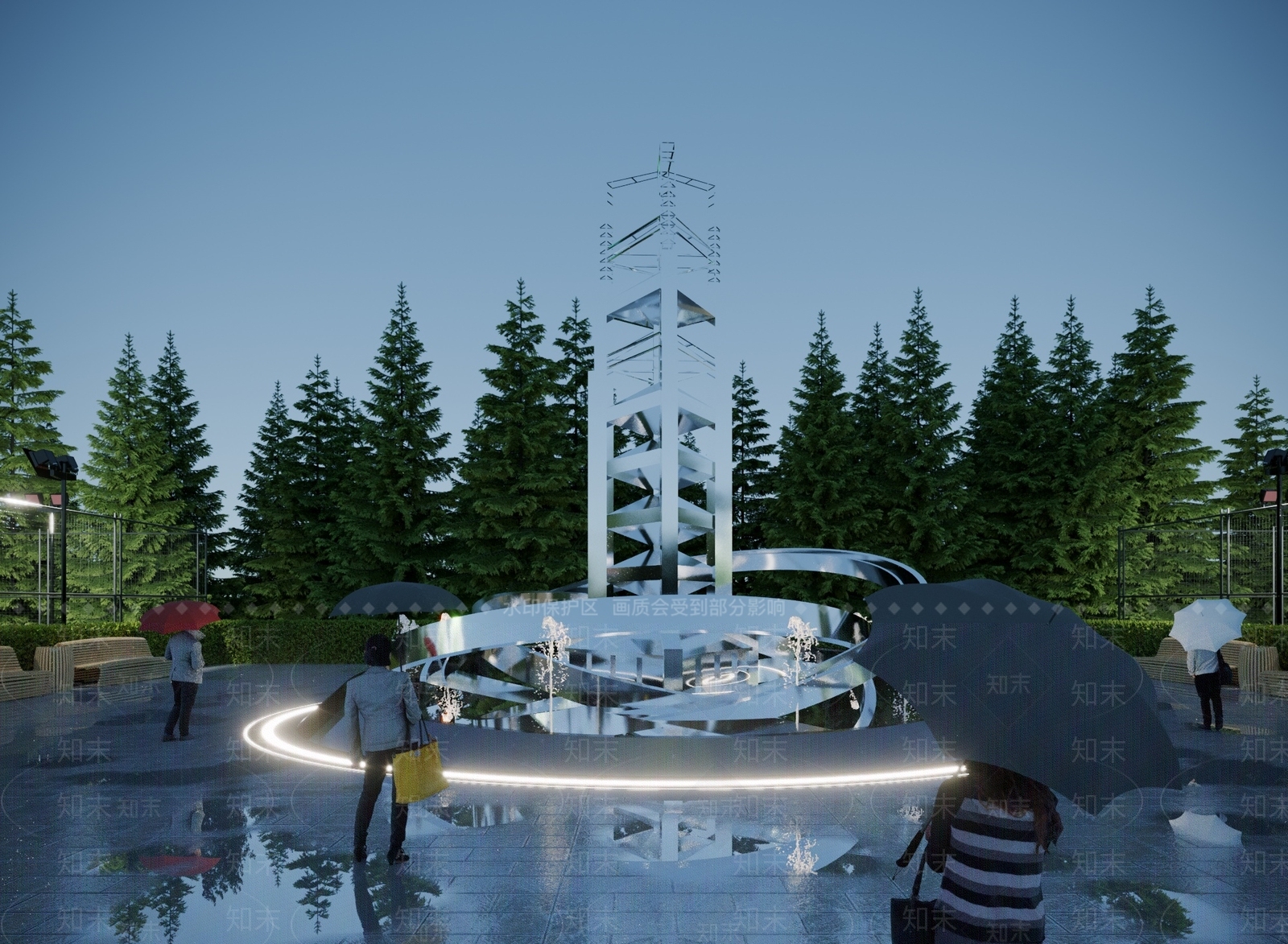 现代广场异形雕塑3D模型下载【ID:1117784167】