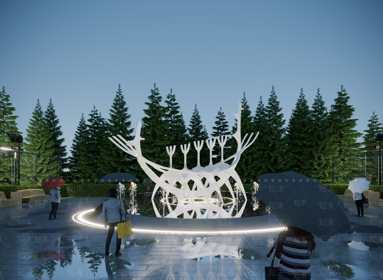 现代广场异形雕塑3D模型下载【ID:1117784405】