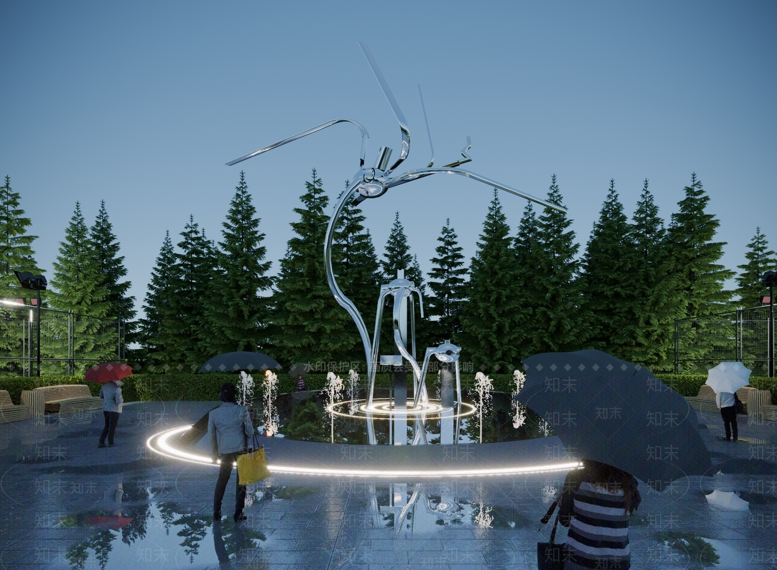 现代广场雕塑3D模型下载【ID:1117785175】