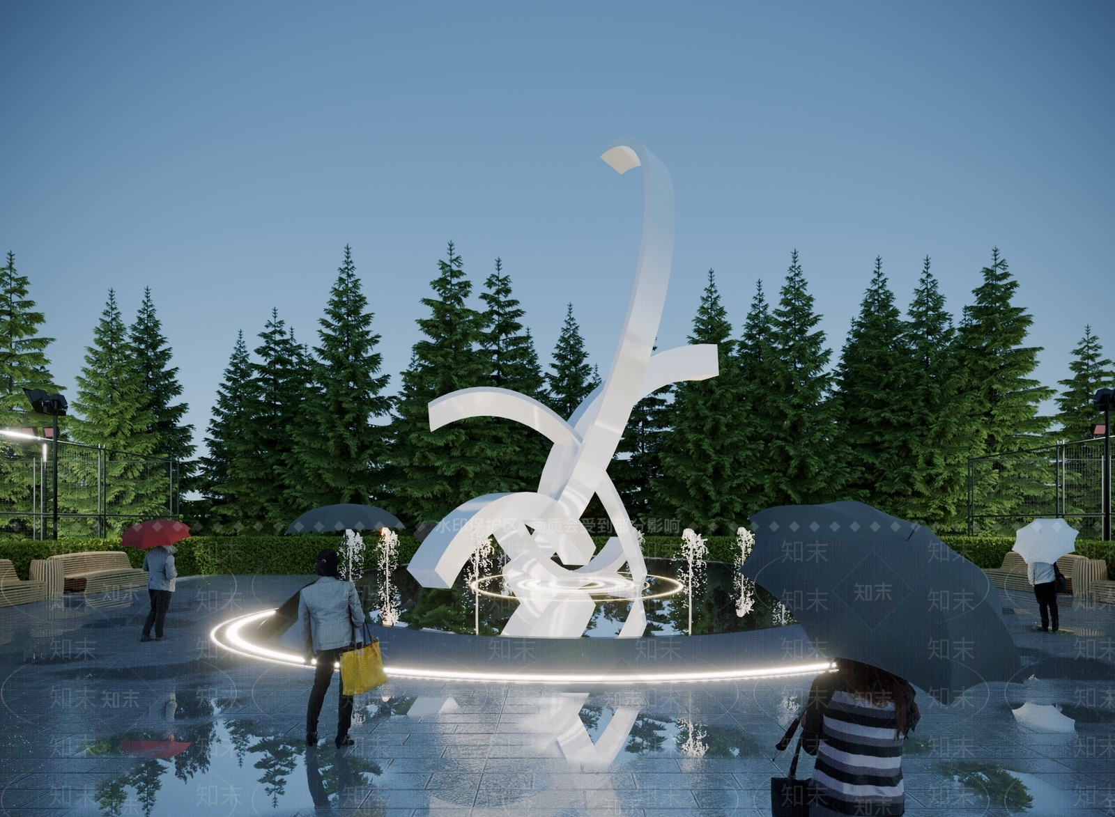 现代广场异形雕塑小品3D模型下载【ID:1117785075】