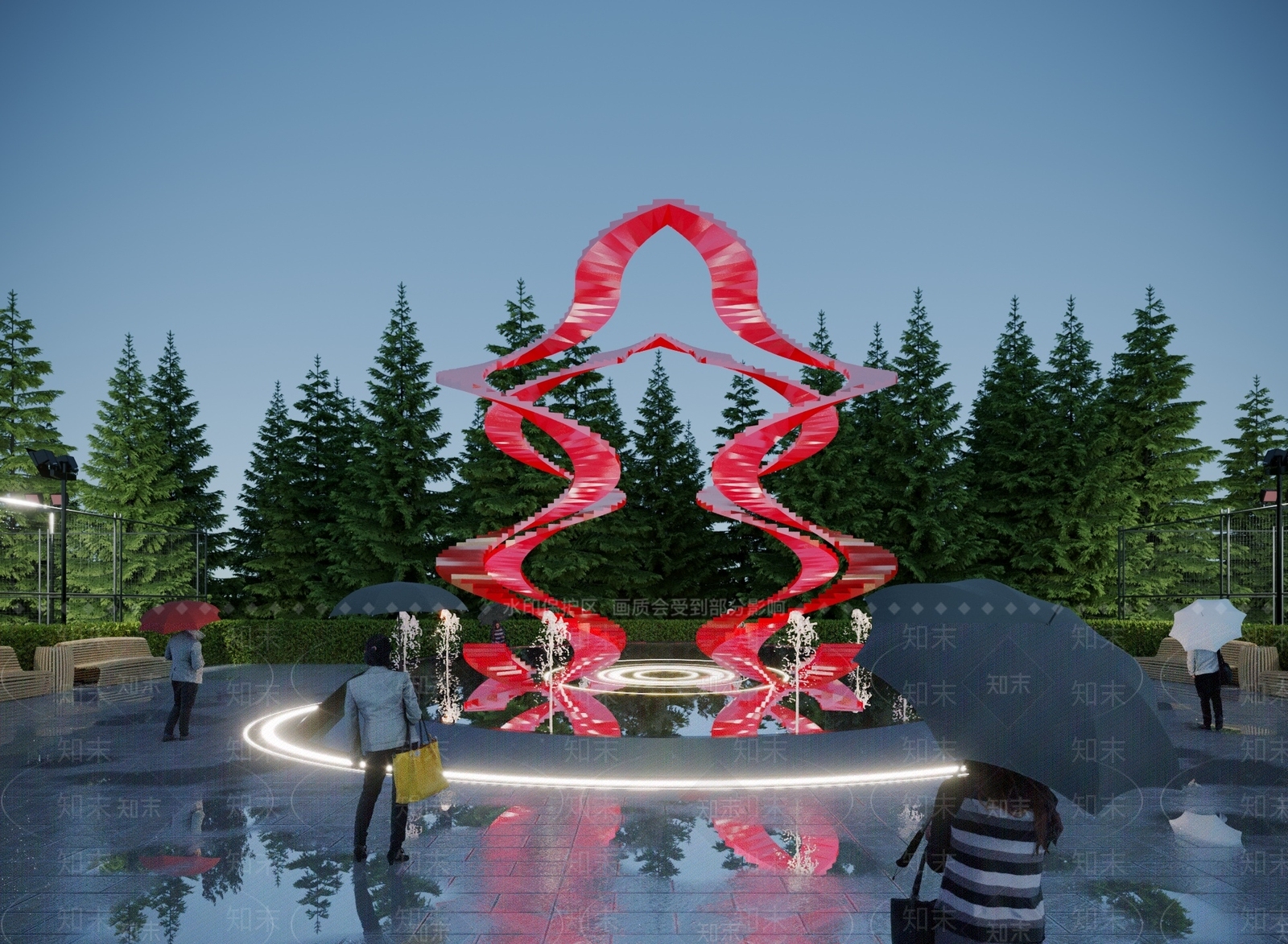 现代广场异形雕塑小品3D模型下载【ID:1117786415】