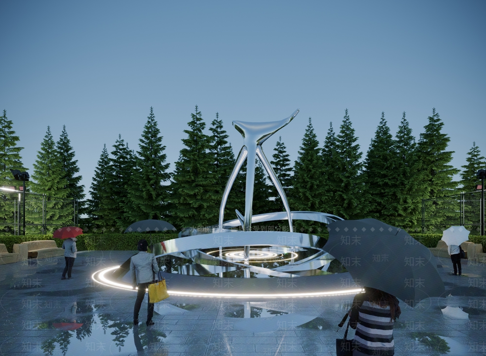 现代广场异形雕塑小品3D模型下载【ID:1117786959】