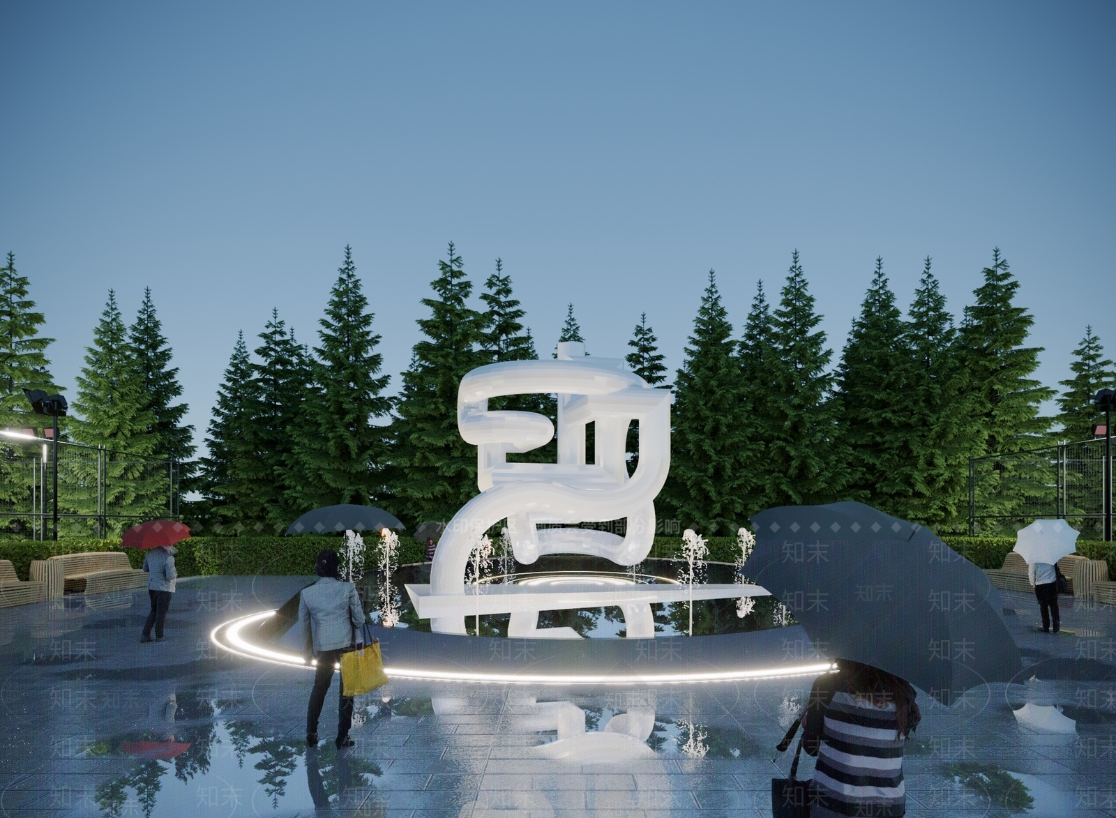 现代广场异形雕塑小品3D模型下载【ID:1117791192】