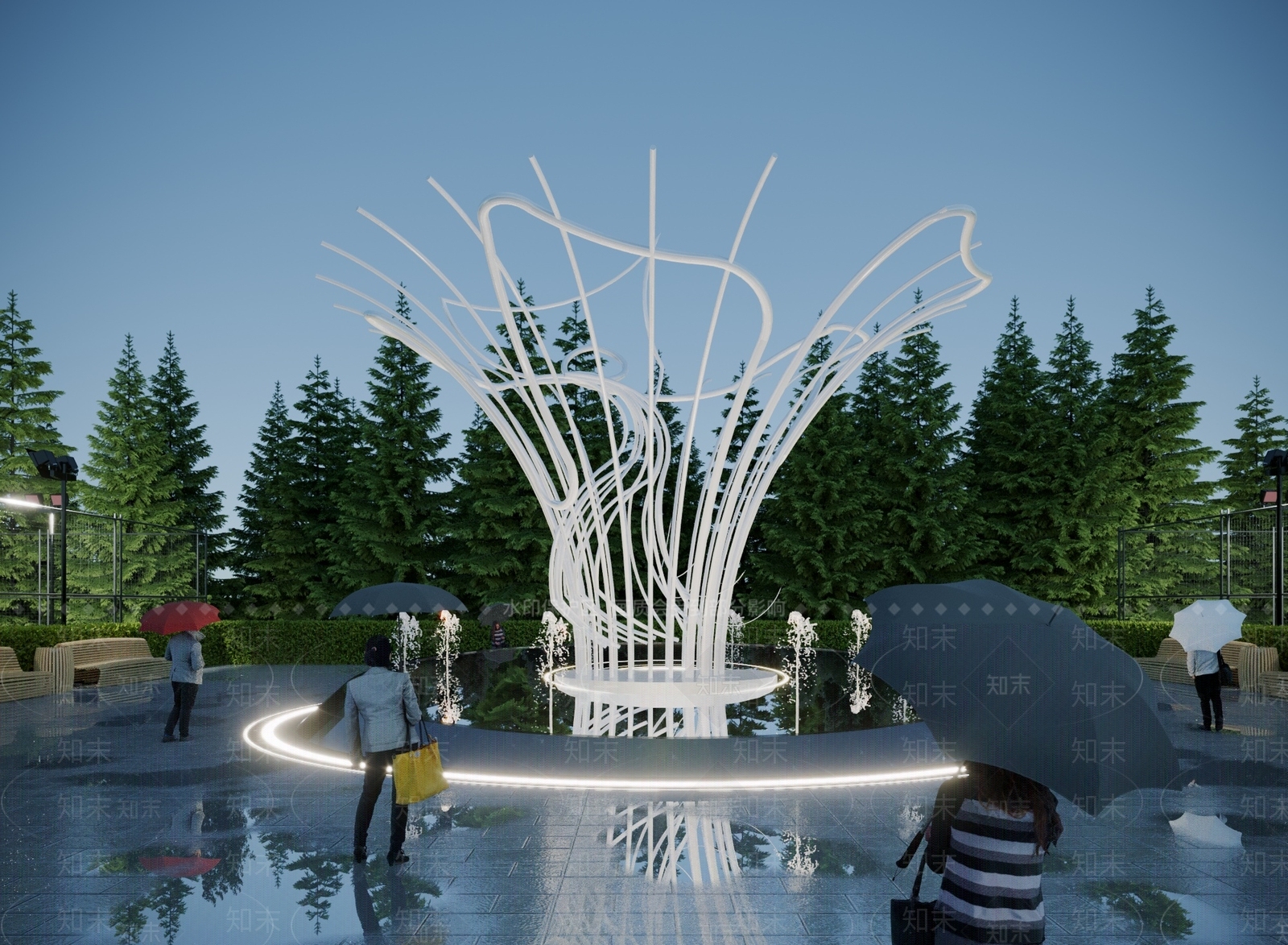 现代广场异形雕塑小品3D模型下载【ID:1117791184】