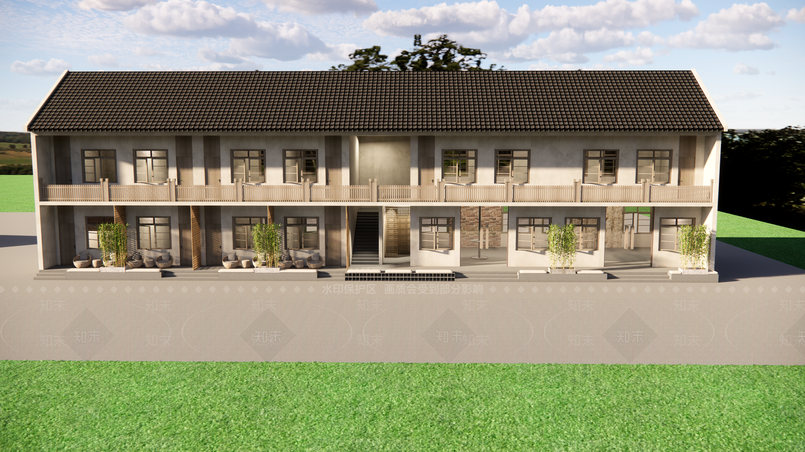 民宿建筑SU模型精品下载_SketchUp模型_知末网