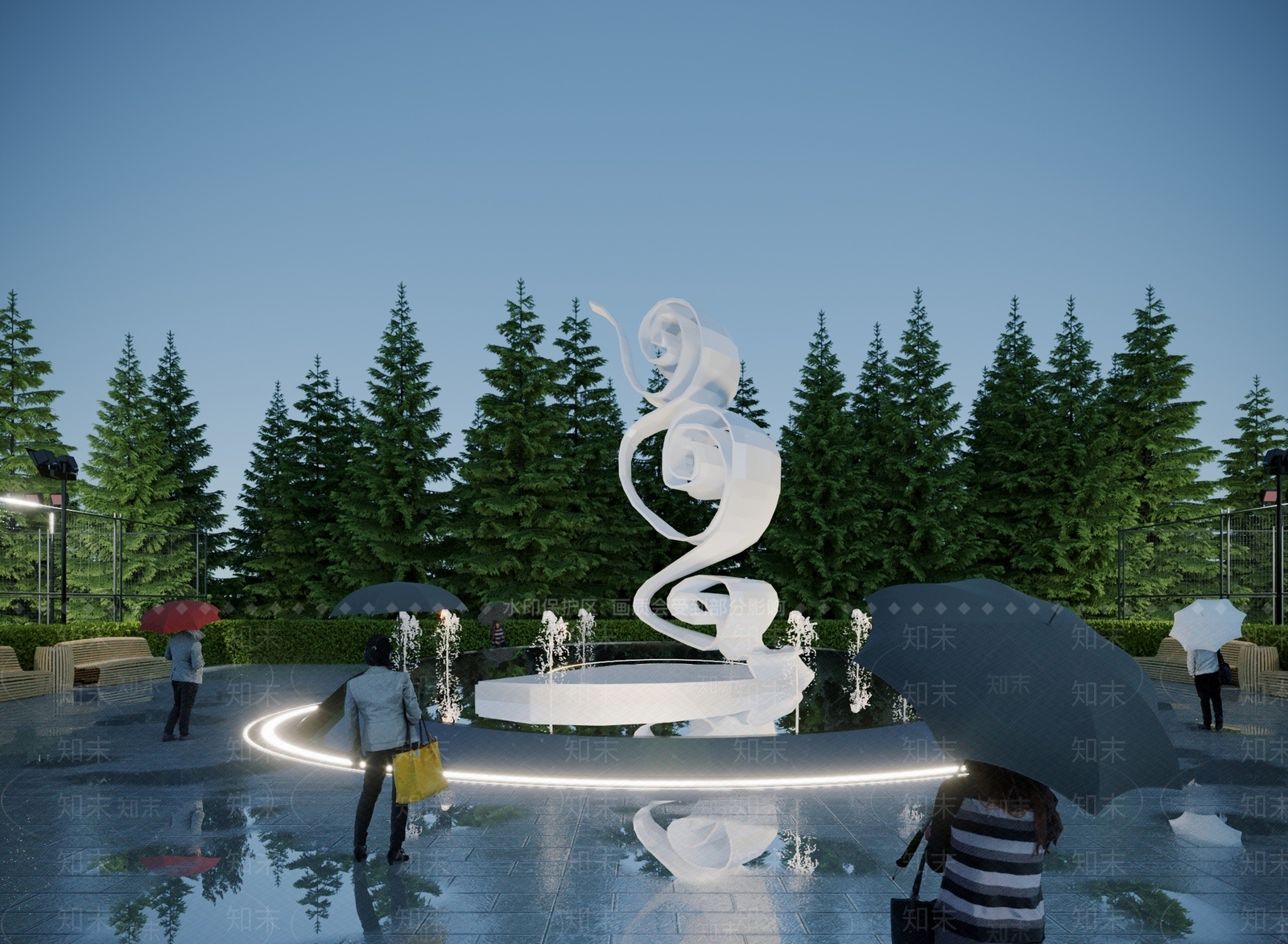 现代广场异形雕塑小品3D模型下载【ID:1117793663】