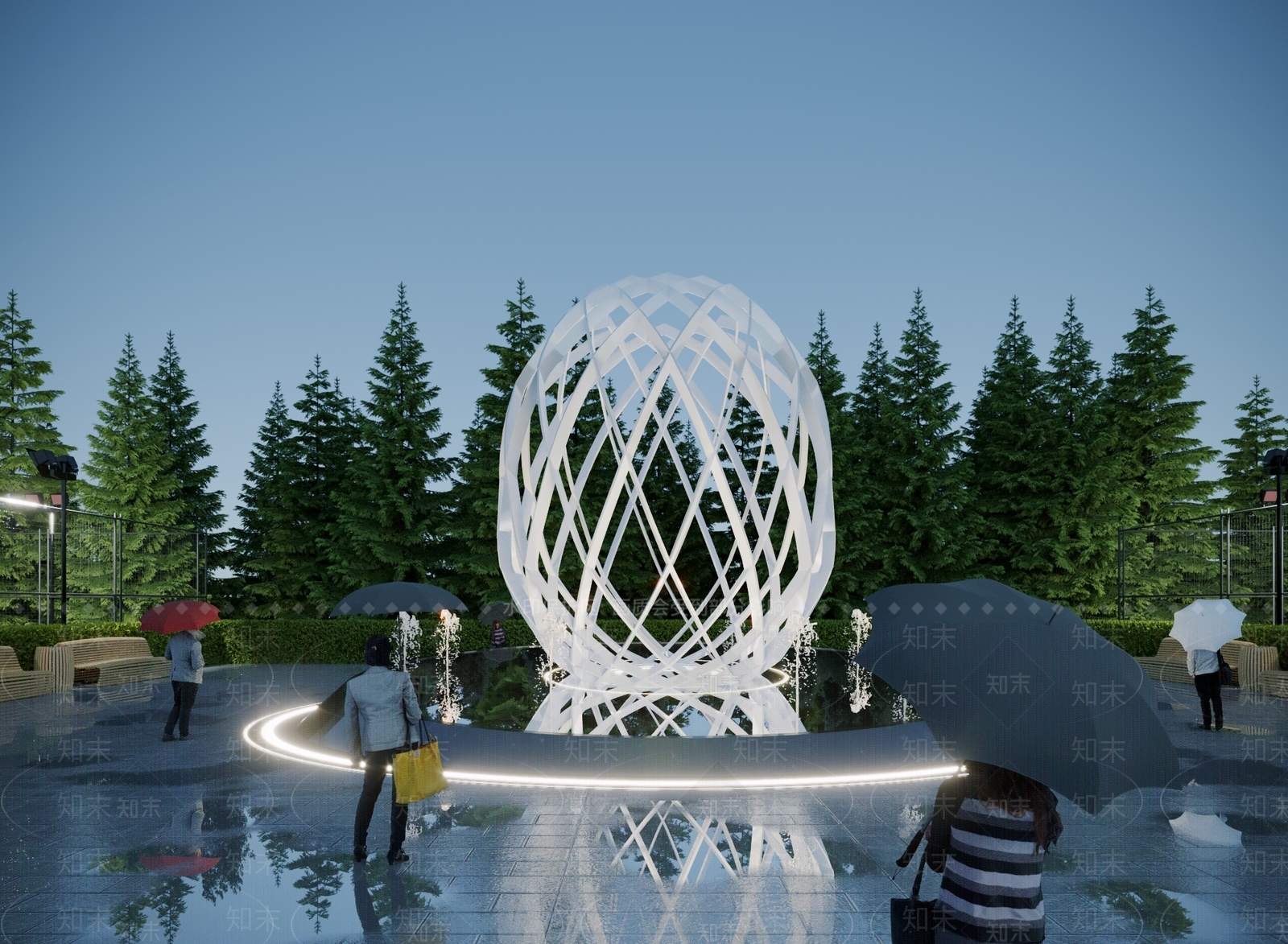 现代广场异形雕塑小品3D模型下载【ID:1117793780】