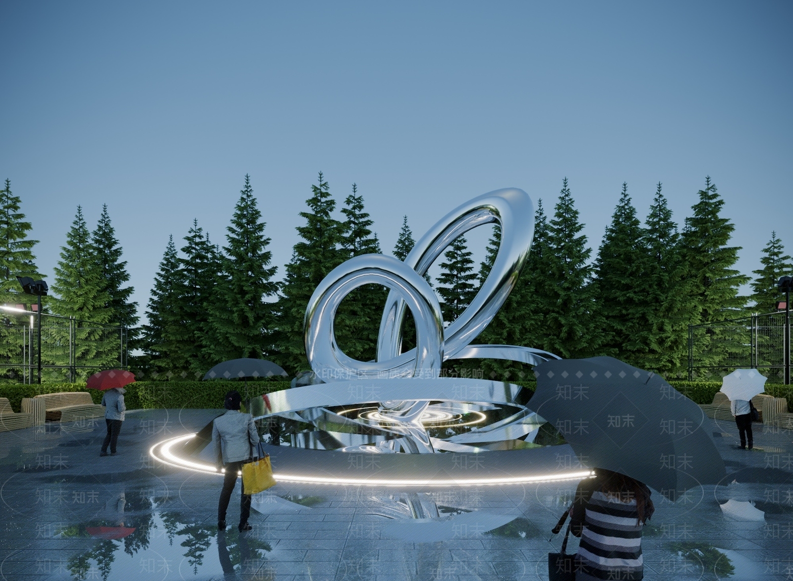 现代广场异形雕塑小品3D模型下载【ID:1117794816】