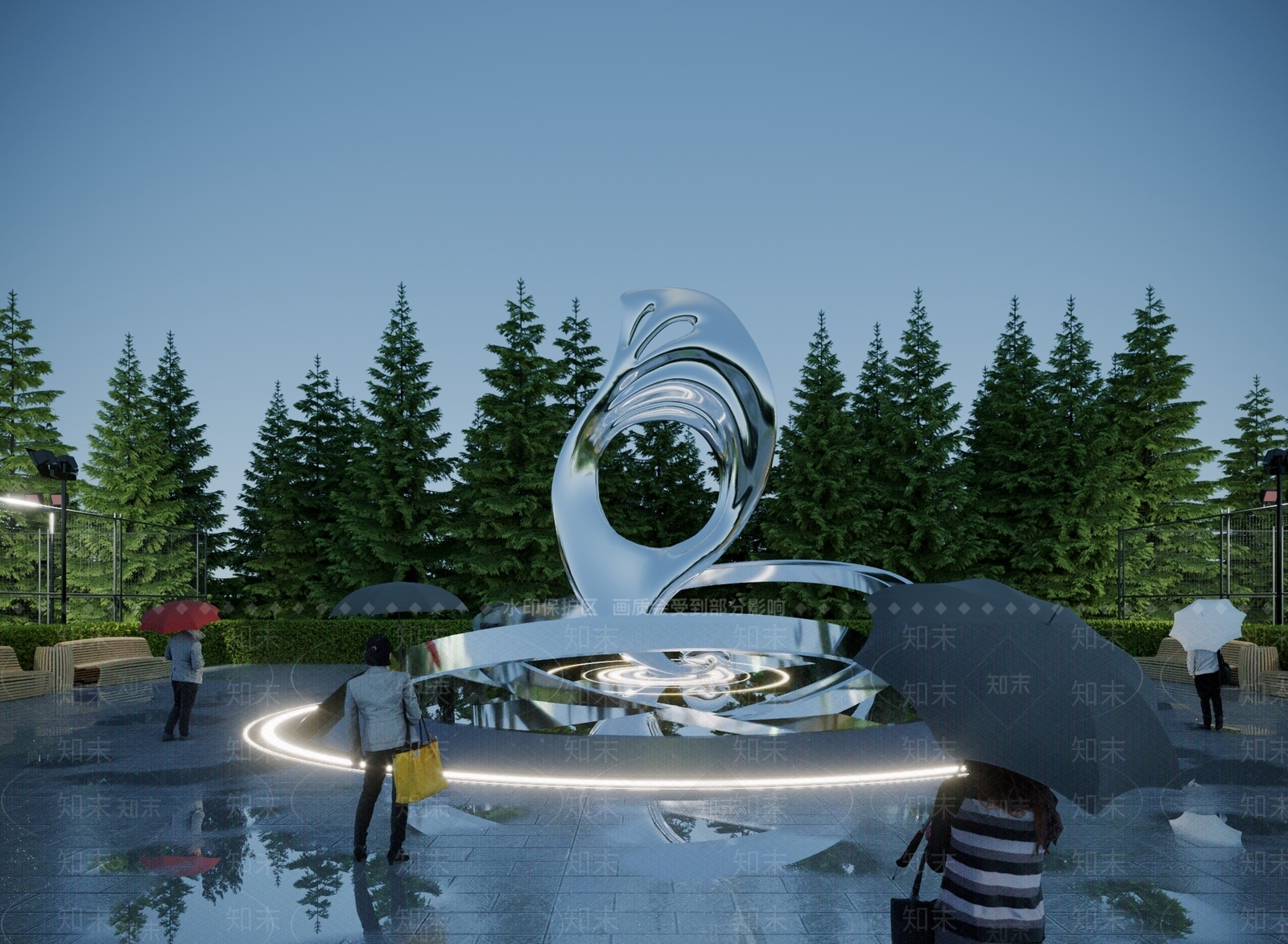 现代广场异形雕塑小品3D模型下载【ID:1117796185】