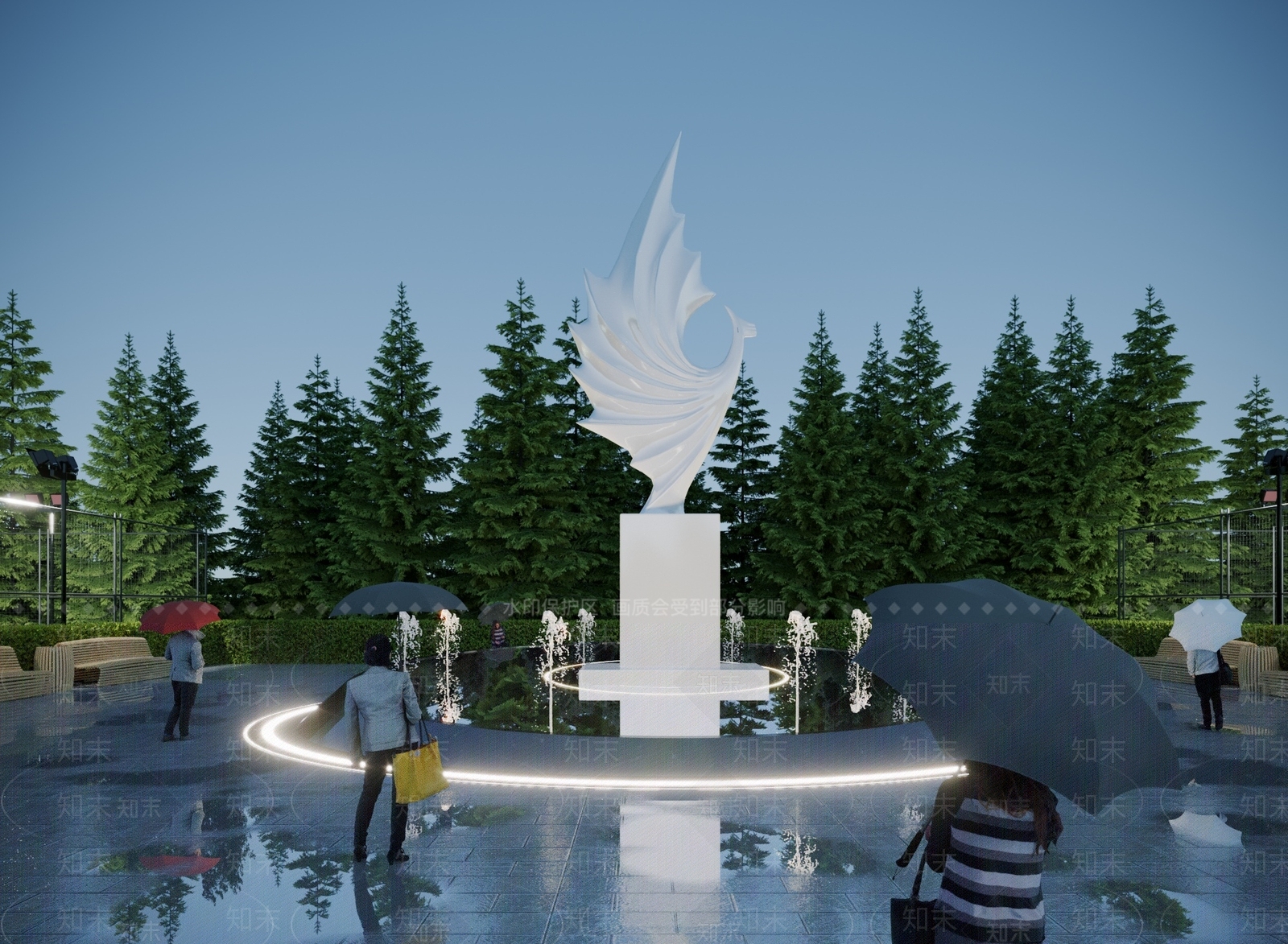 现代广场异形雕塑小品3D模型下载【ID:1117796271】