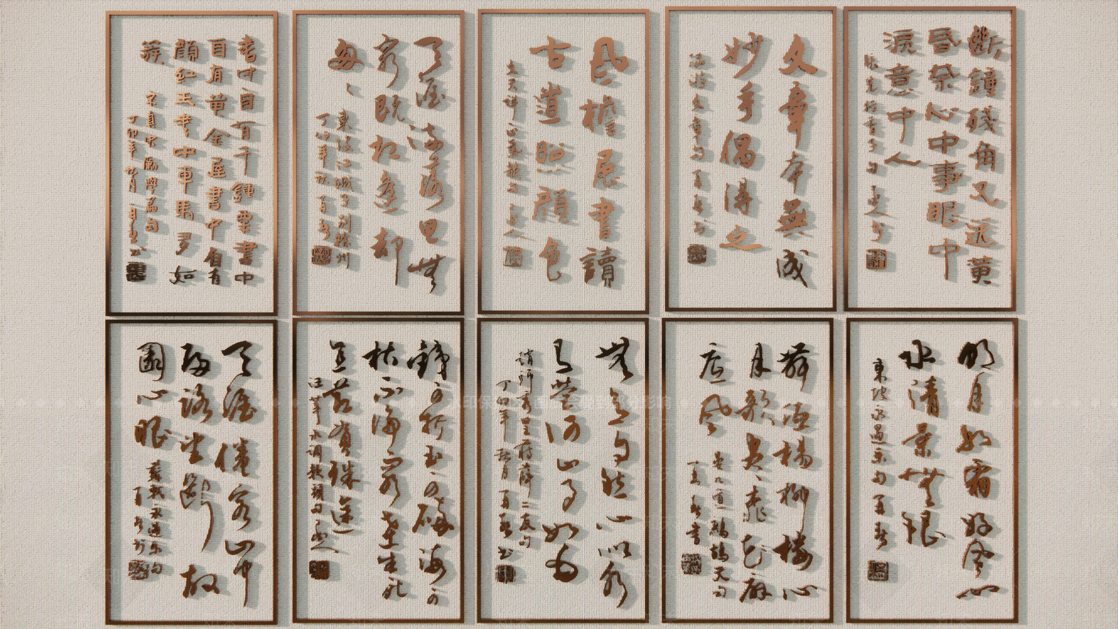 新中式书法挂画SU模型下载【ID:1117796447】