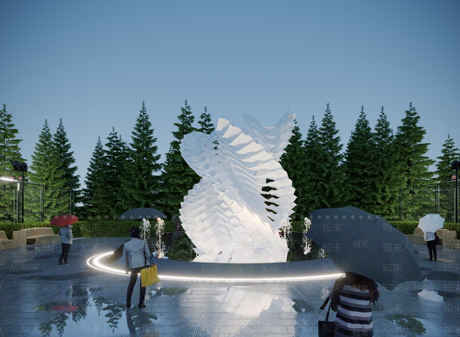 现代广场异形雕塑小品3D模型下载【ID:1117796372】