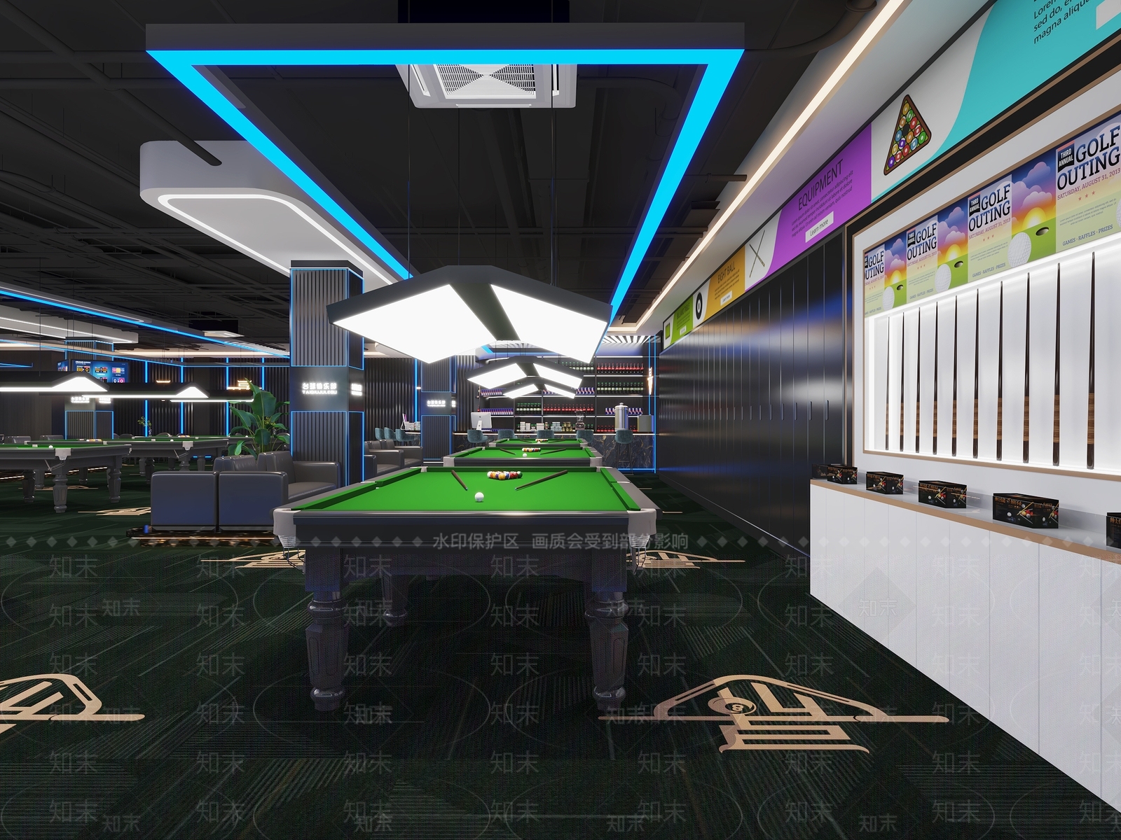 工业风台球厅3D模型下载【ID:1117801083】