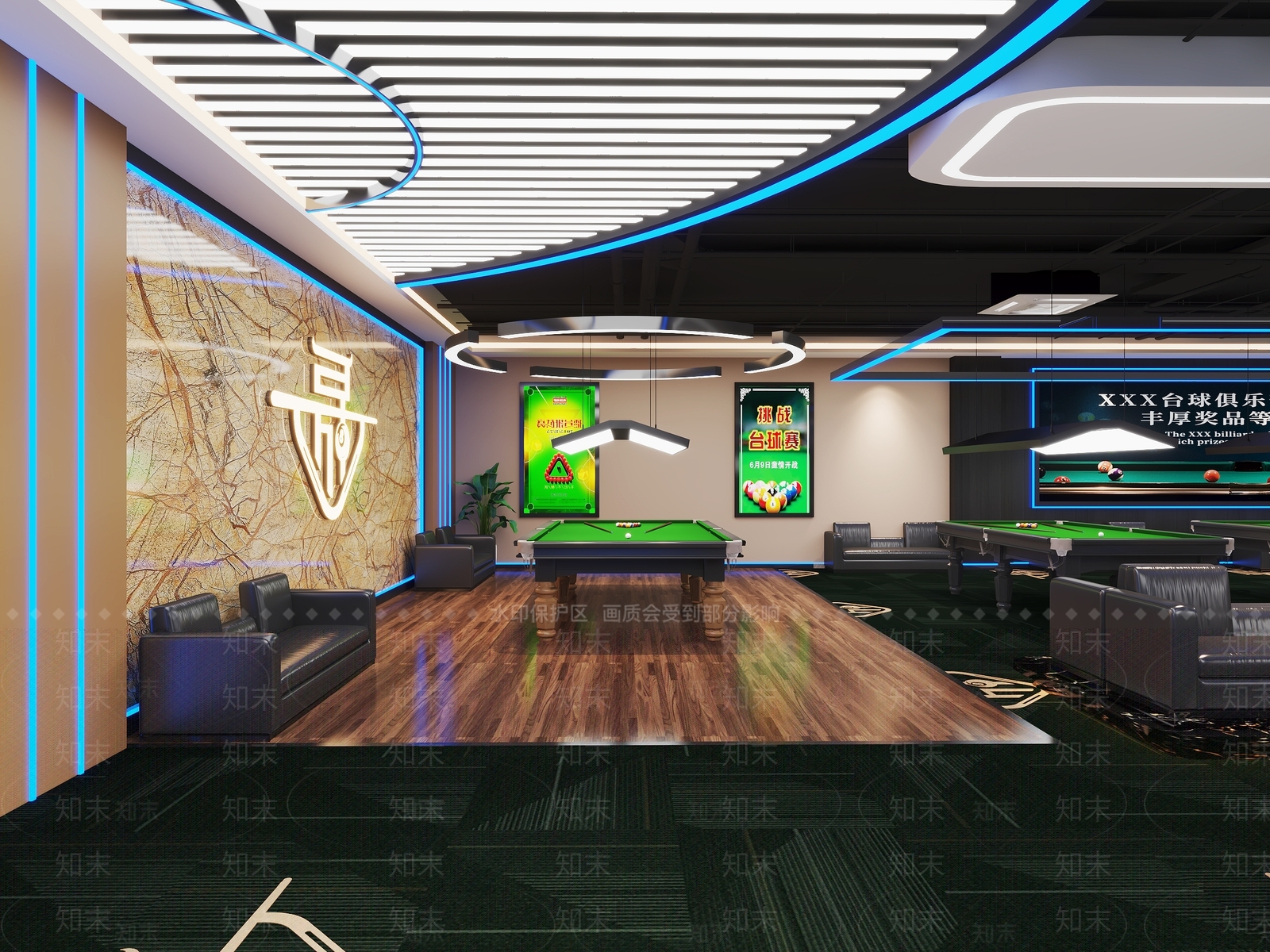 工业风台球厅3D模型下载【ID:1117801083】