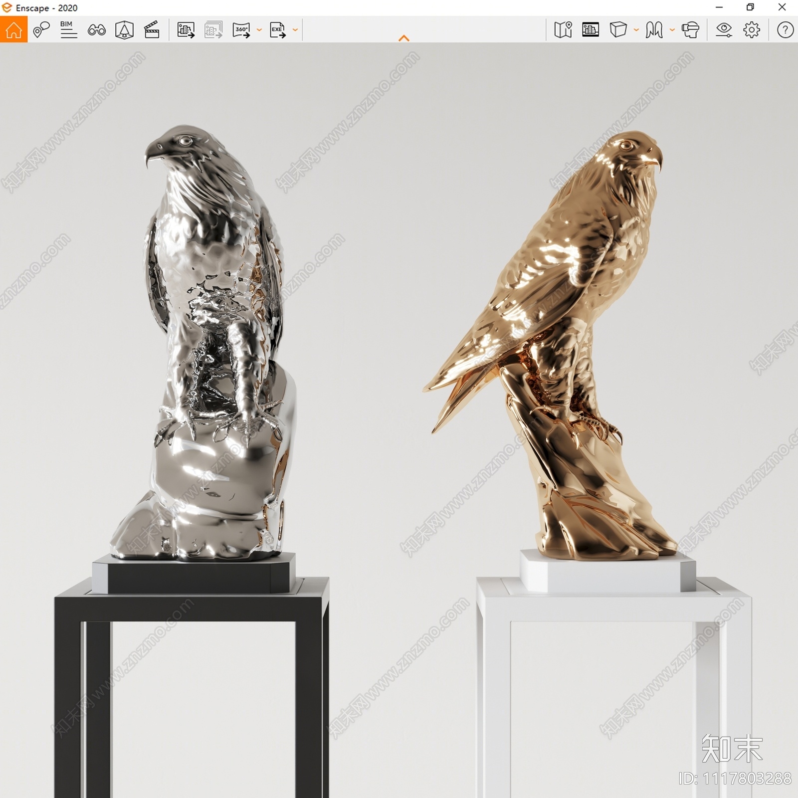 现代老鹰雕塑摆件SU模型下载【ID:1117803288】