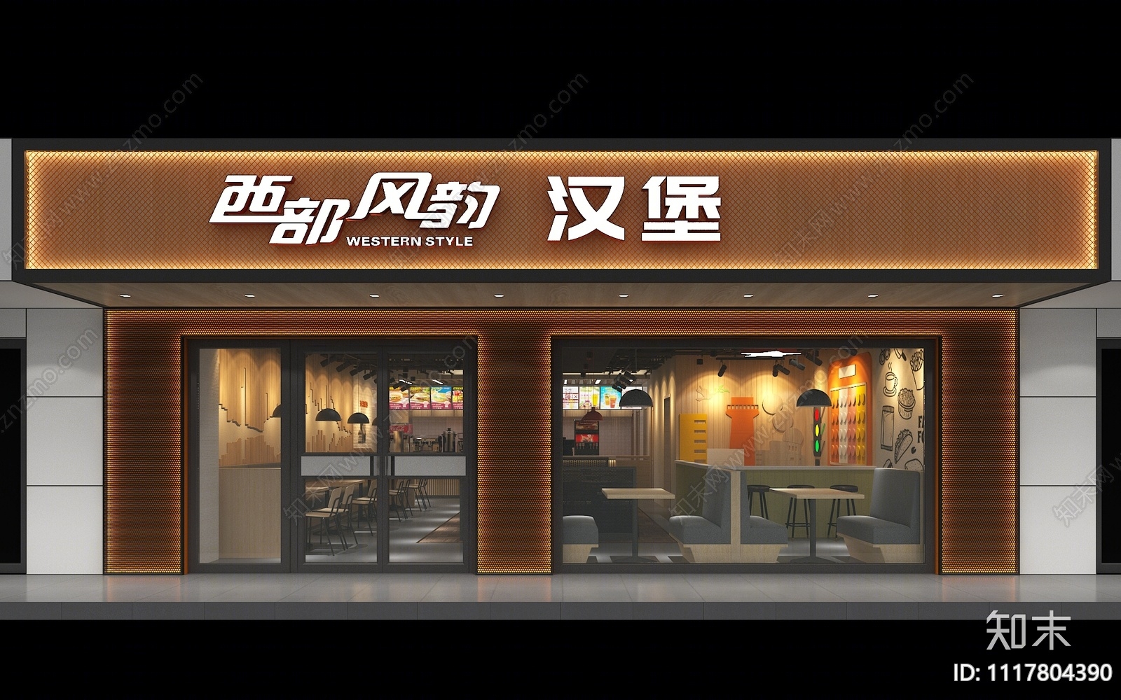 工业风汉堡快餐店3D模型下载【ID:1117804390】