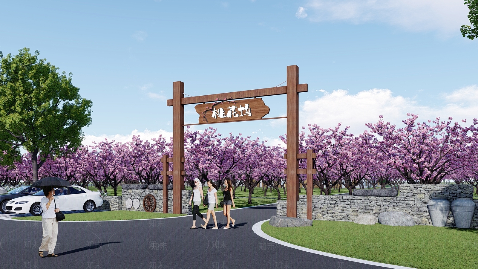 中式乡村农家乐入口大门SU模型下载【ID:1117813397】