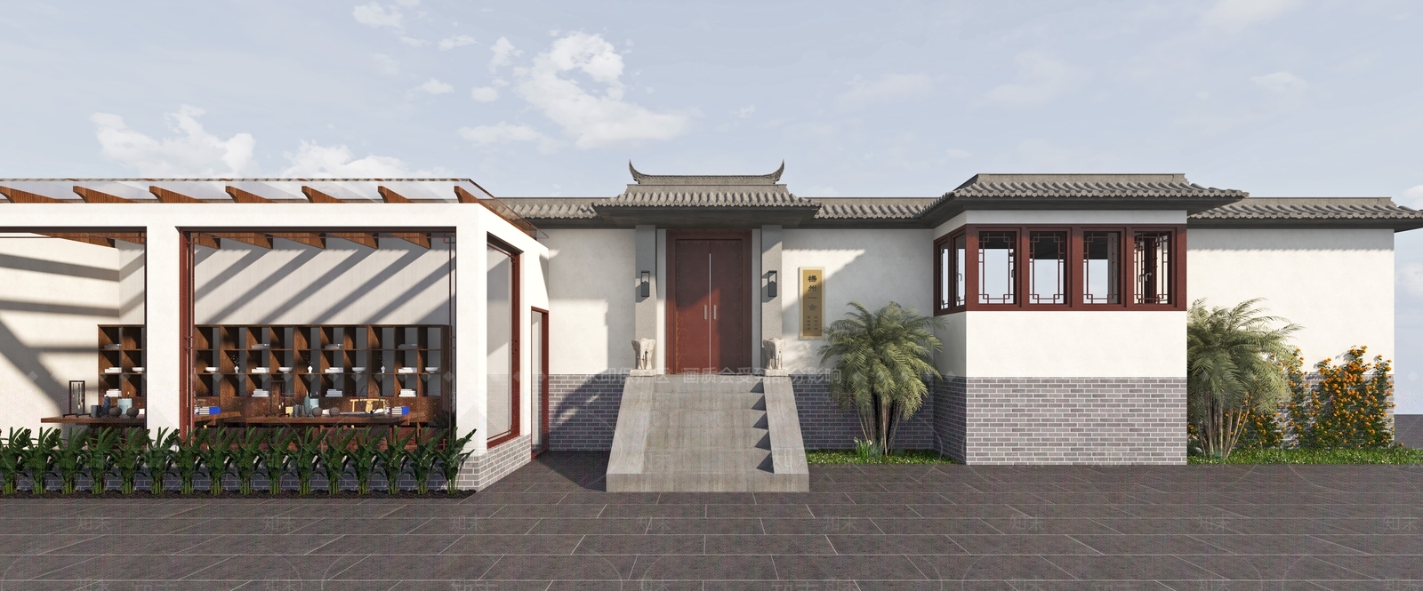 中式入口大门3D模型下载【ID:1117813488】