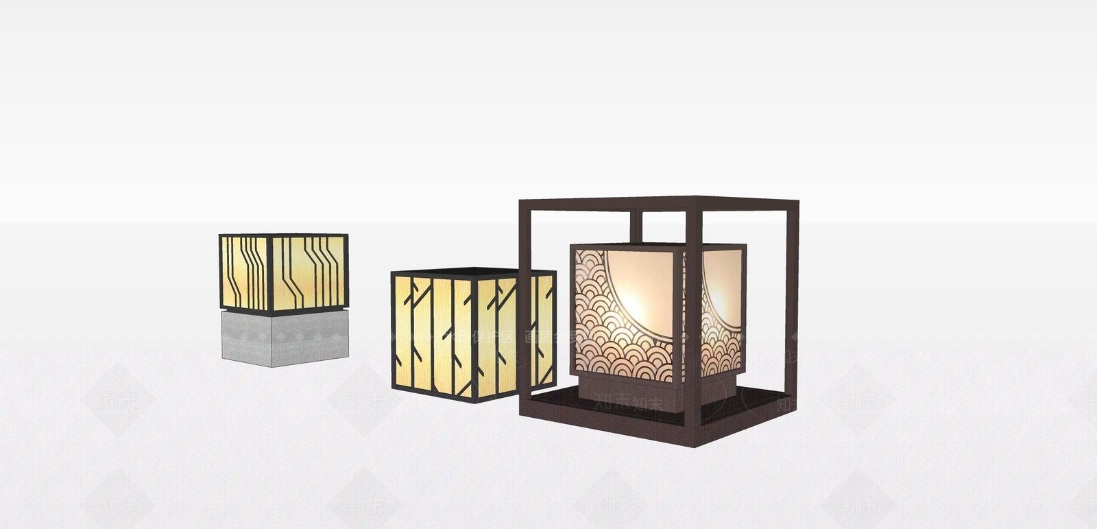 新中式地灯庭院灯SU模型下载【ID:1117827153】