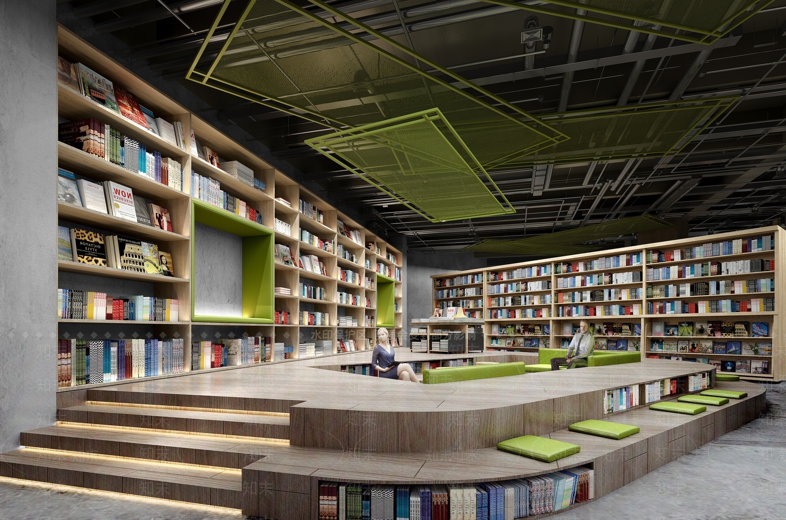 工业风书店3D模型下载【ID:1117894748】
