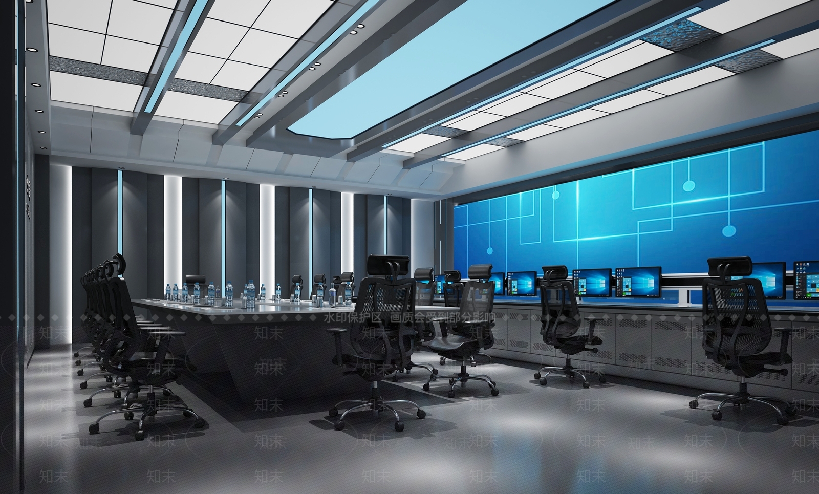 现代科技感指挥大厅3D模型下载【ID:1117837129】