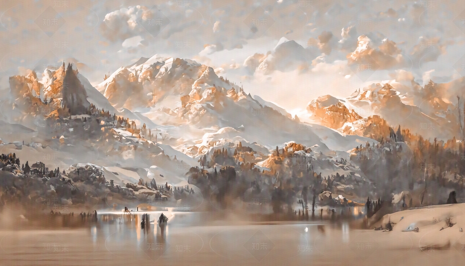 新中式抽象装饰画挂画贴图下载【ID:1117838414】