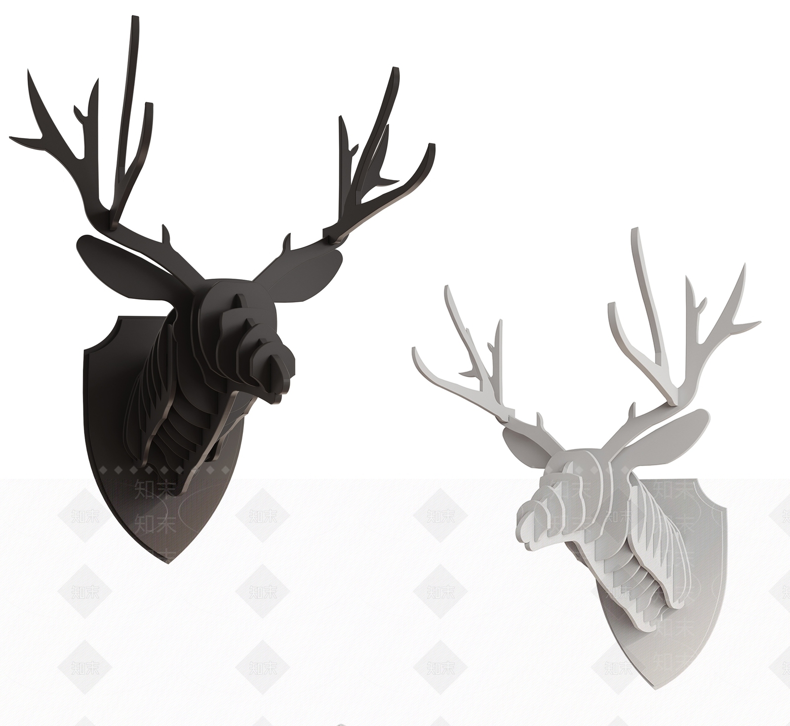现代鹿头墙饰3D模型下载【ID:1117838488】