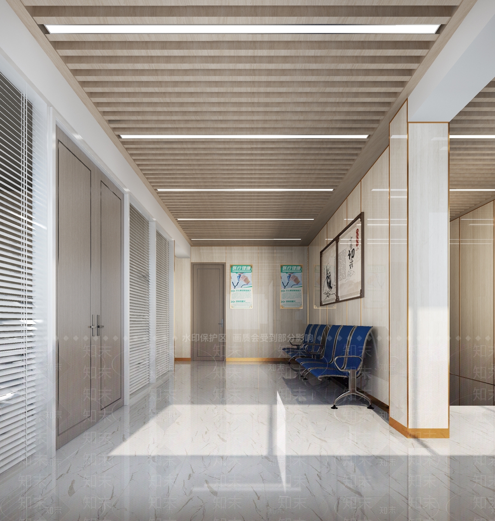 新中式医院走廊3D模型下载【ID:1117848635】