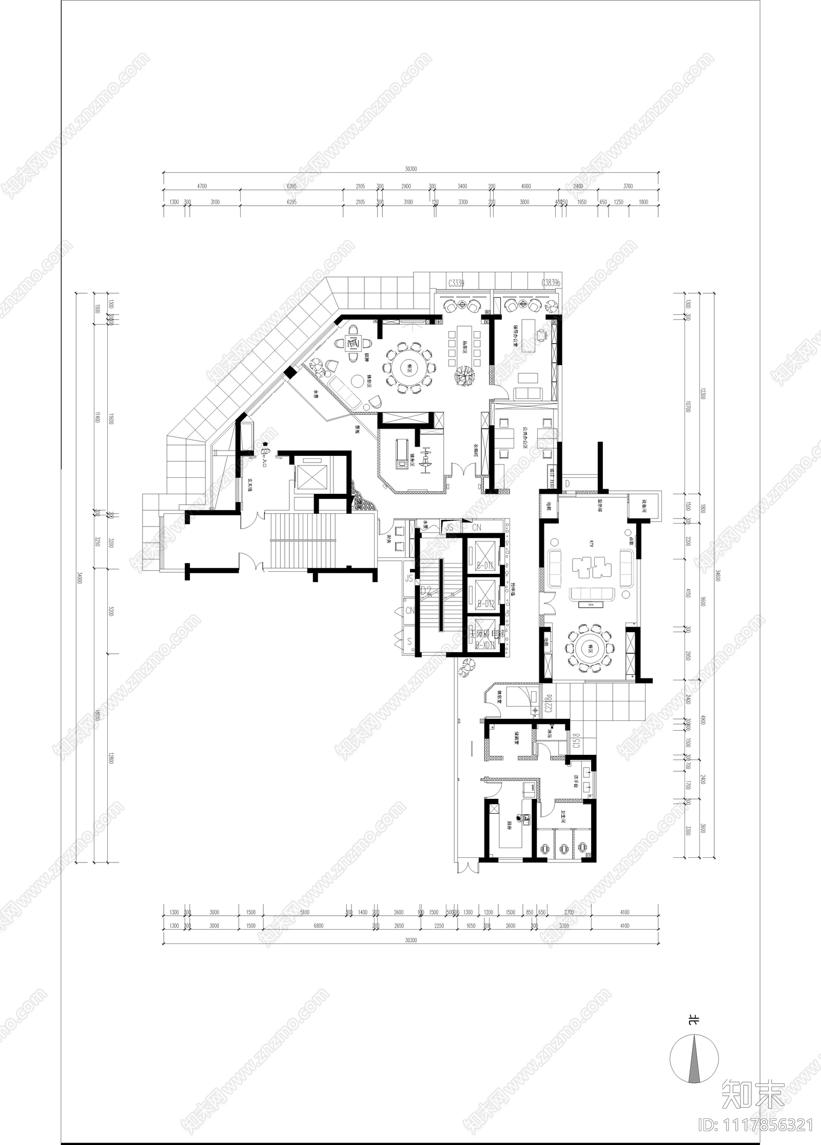 新中式诧寂风会所设计施工图效果图cad施工图下载【ID:1117856321】