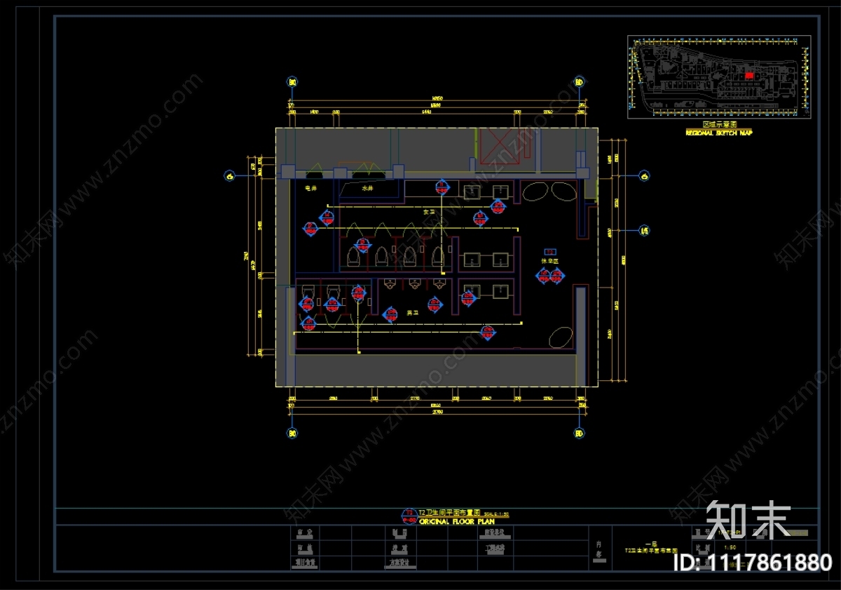 商场卫生间施工图cad施工图下载【ID:1117861880】