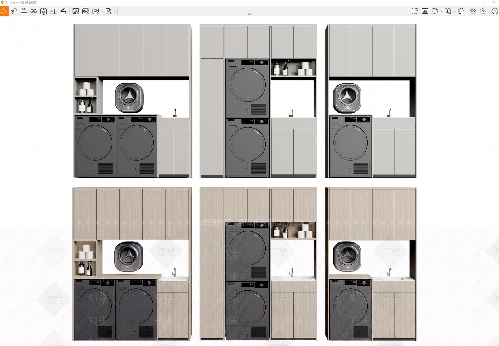 现代洗衣机柜SU模型下载【ID:1117865045】