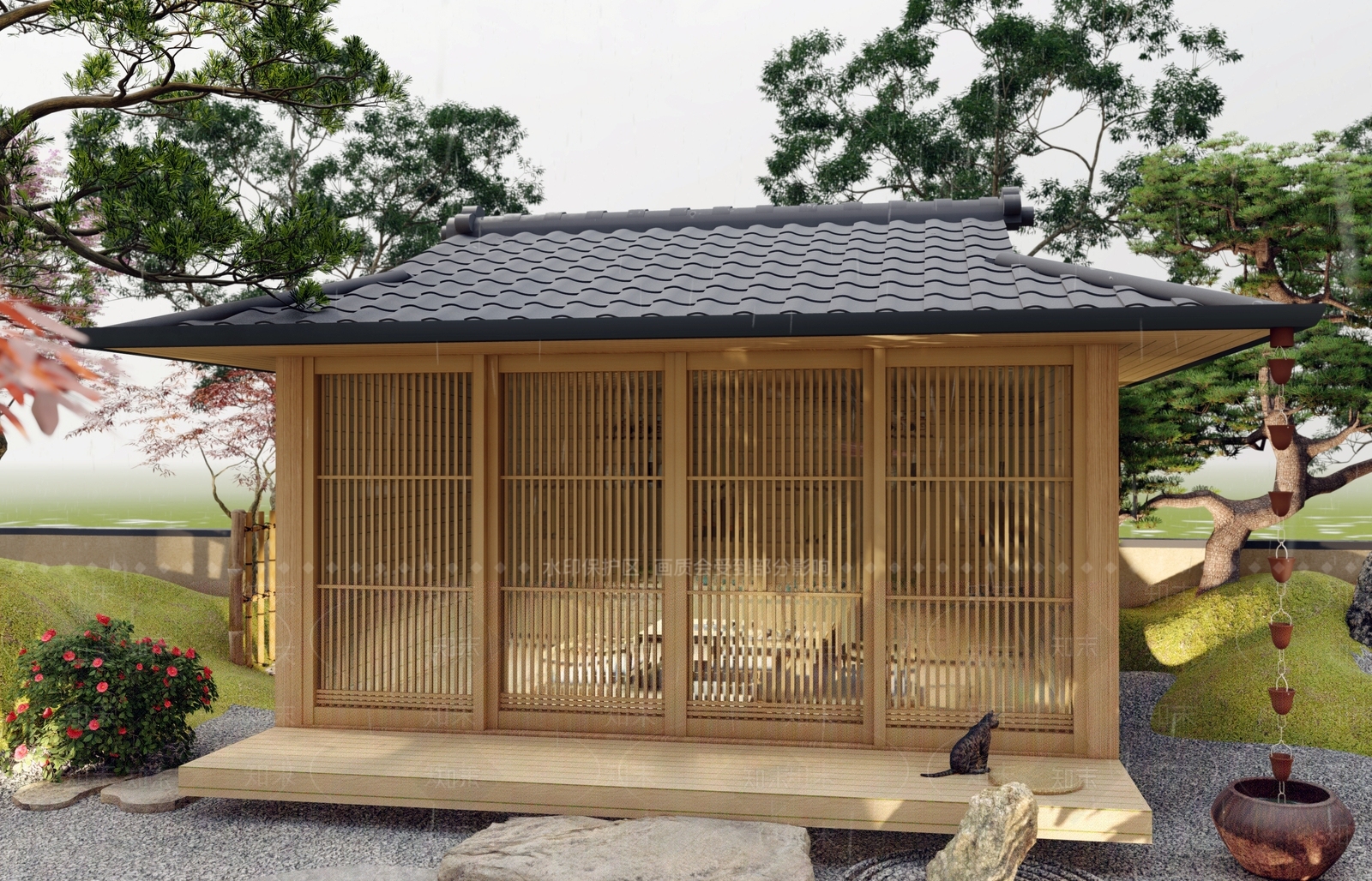 日式禅意木屋SU模型下载【ID:1117869599】