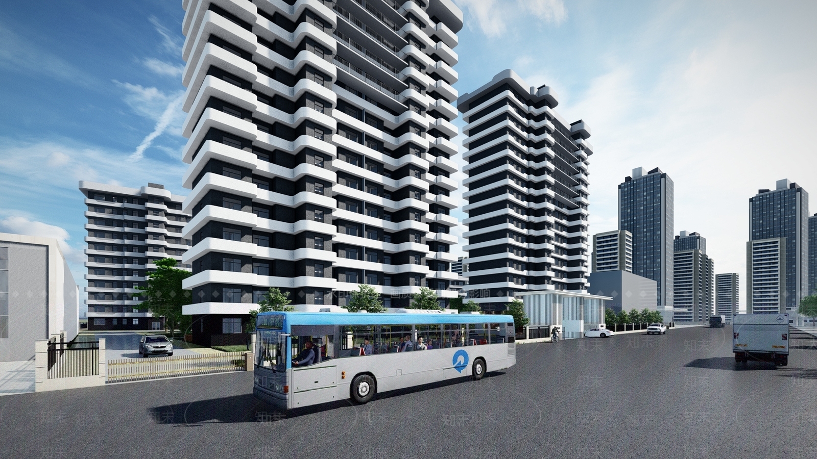 现代小区建筑SU模型下载【ID:1119008315】