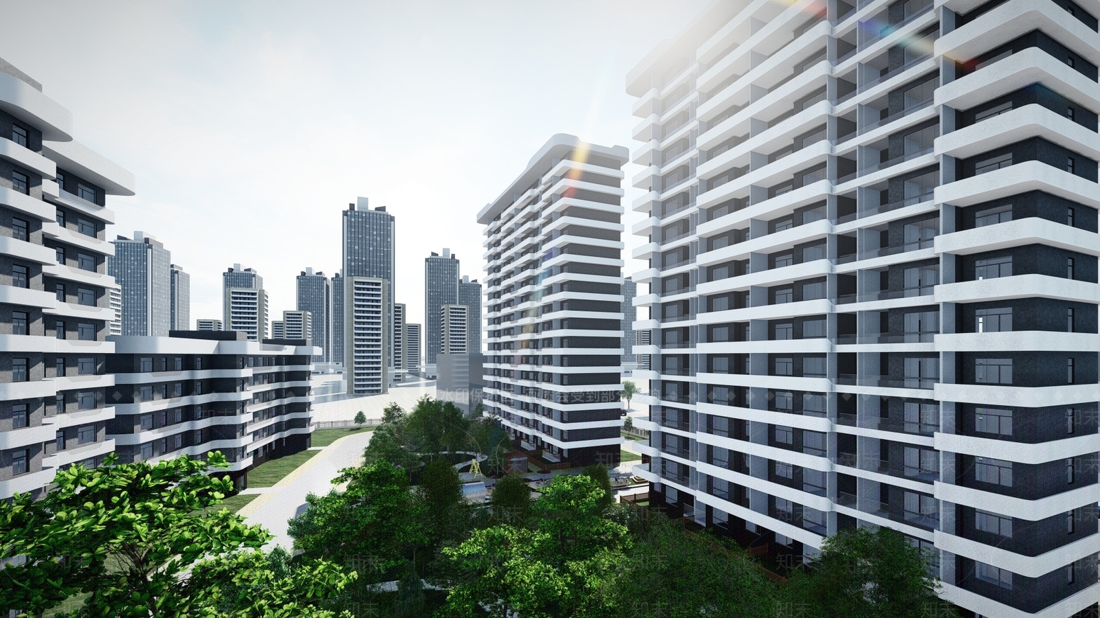 现代小区建筑SU模型下载【ID:1119008315】