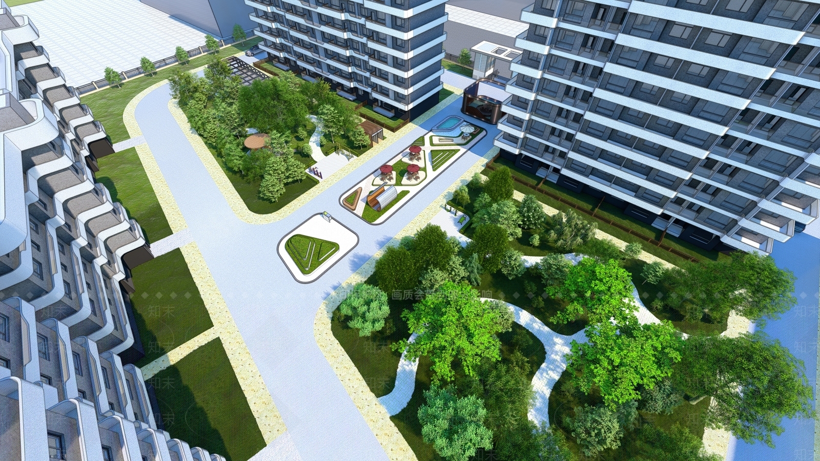 现代小区建筑SU模型下载【ID:1119008315】