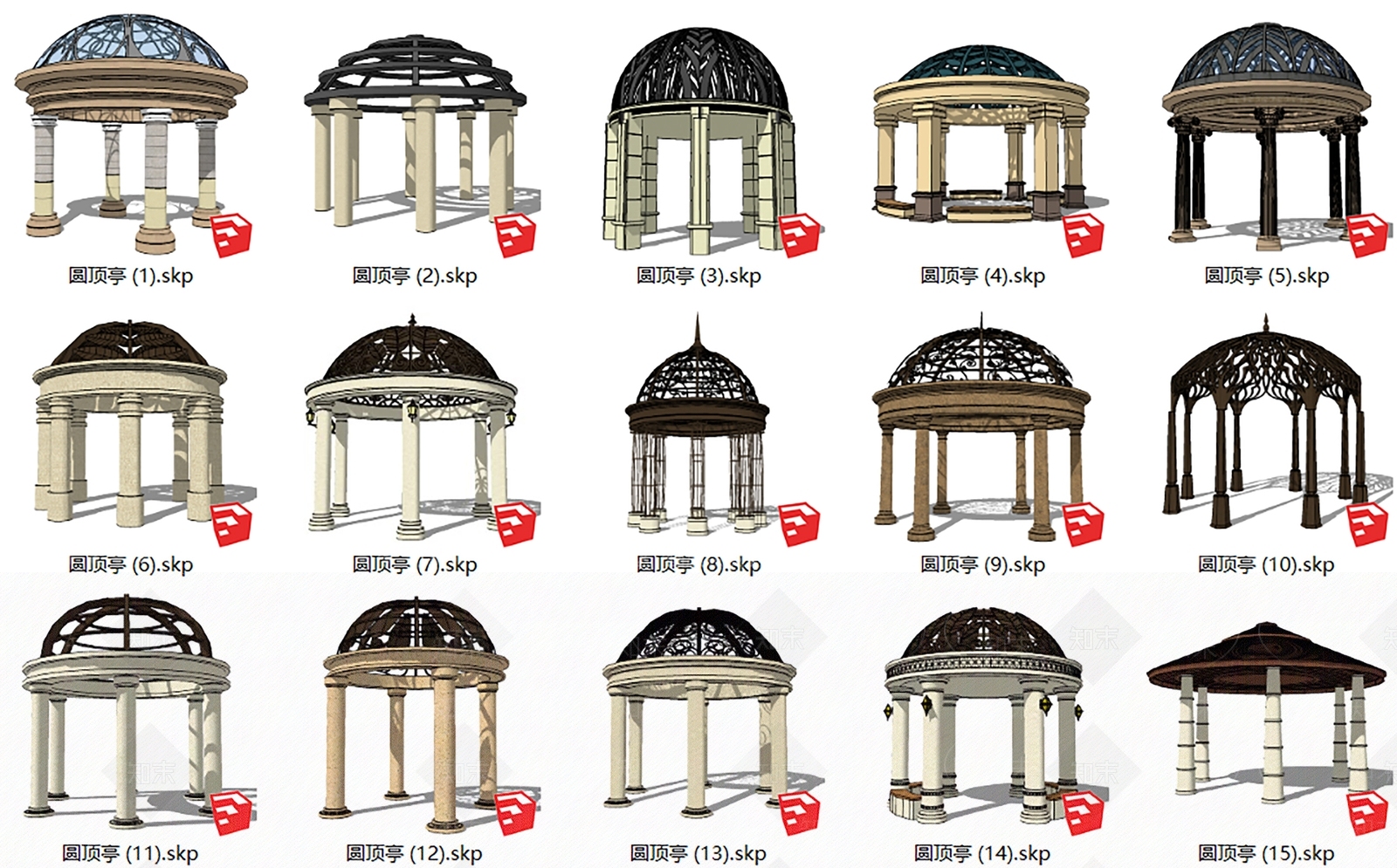 欧式景观亭SU模型下载【ID:1117934035】